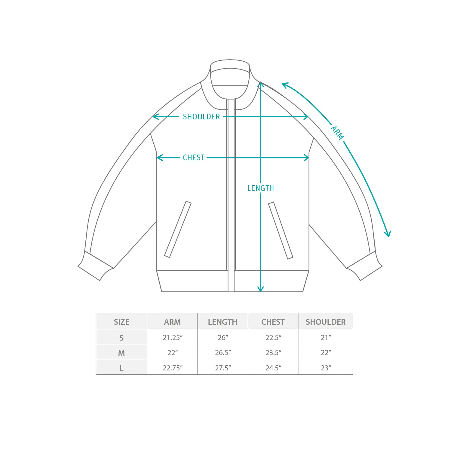 (JK373) Track Jacket Size Chart