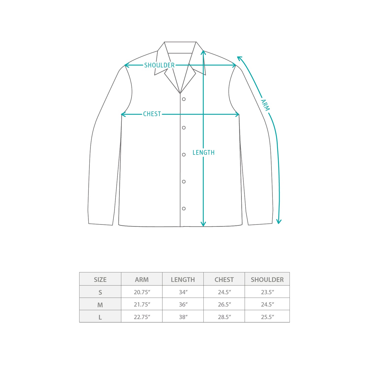 (JK376) 機能長外套 Size Chart