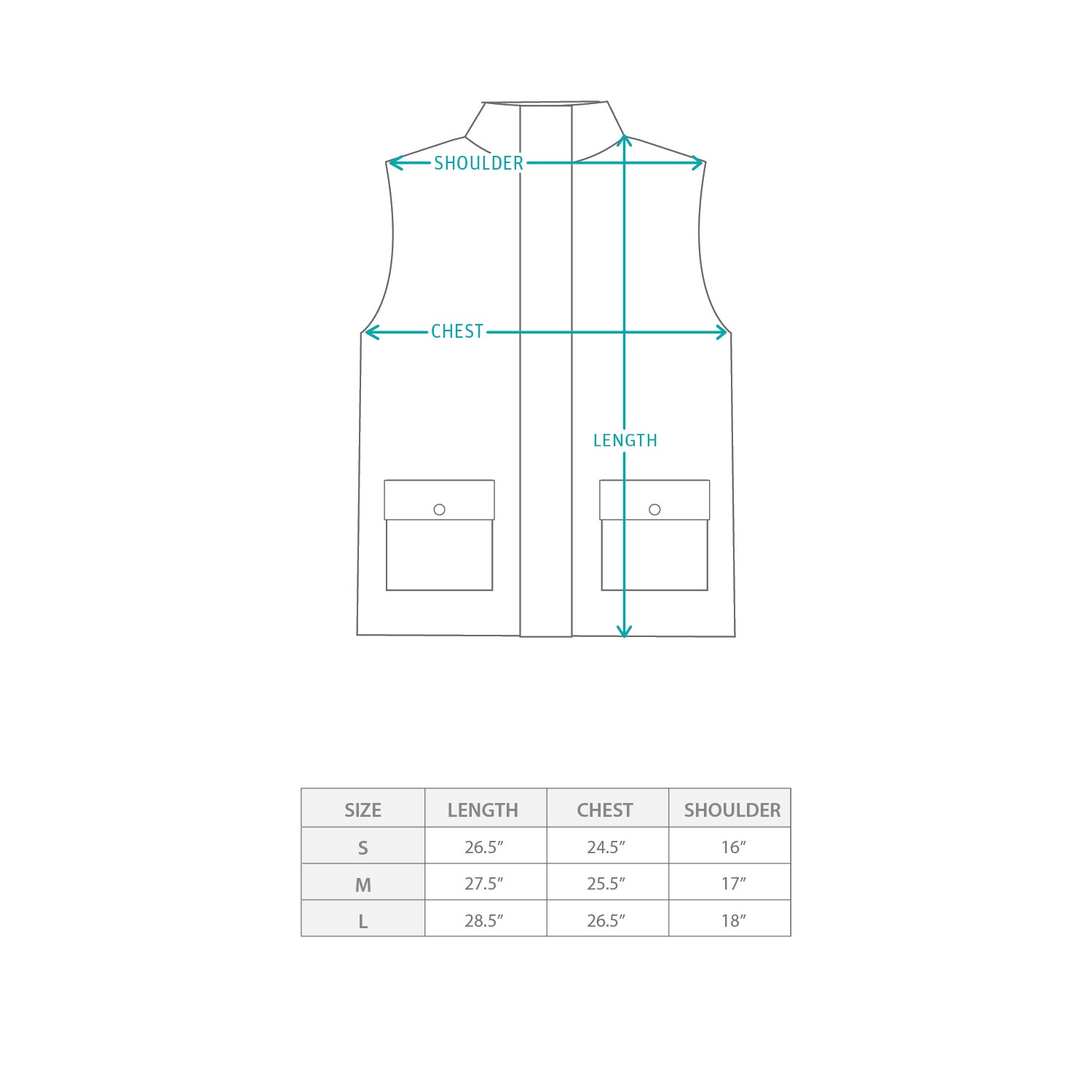 (JK384) Reversible 3M Padding Vest Jacket Size Chart