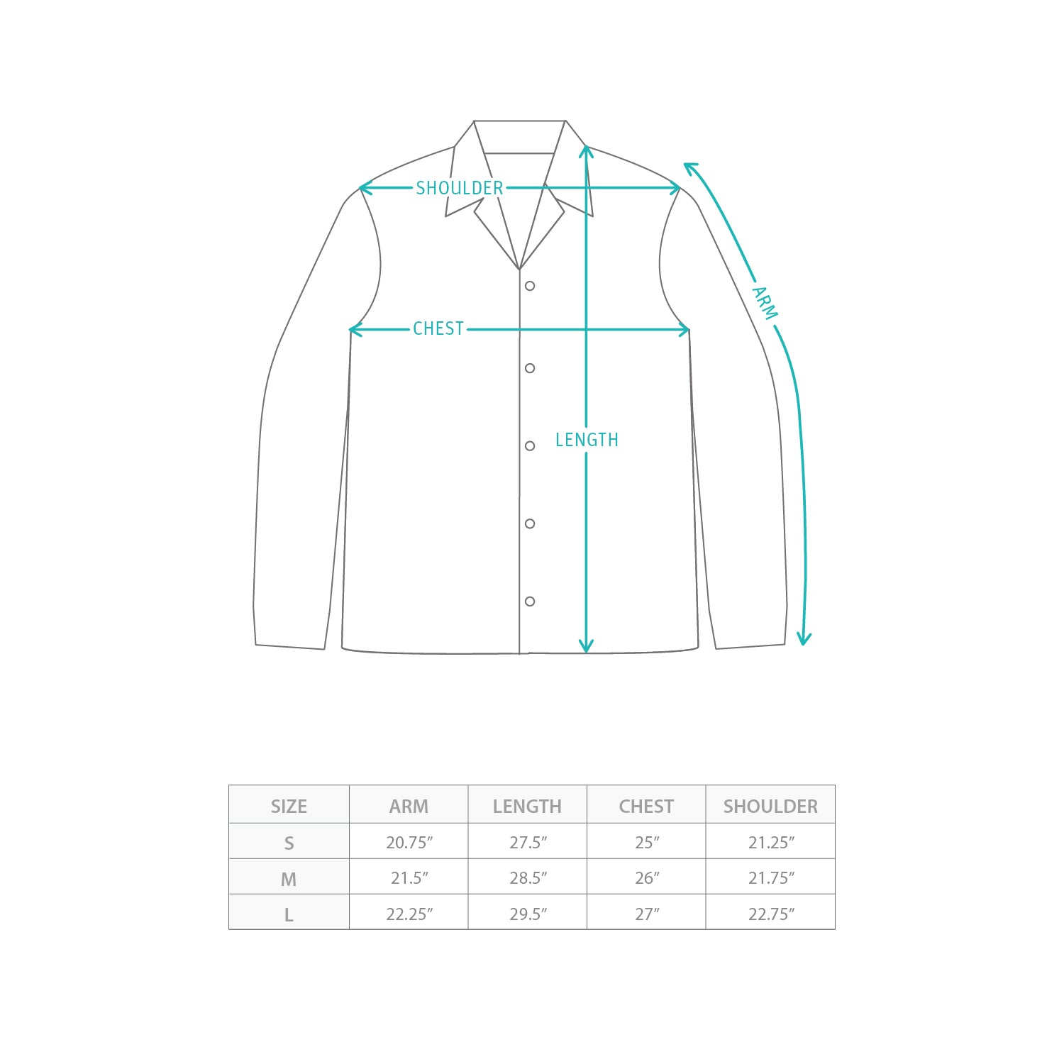 (JK409) 成衣染色洗水西裝外套 Size Chart