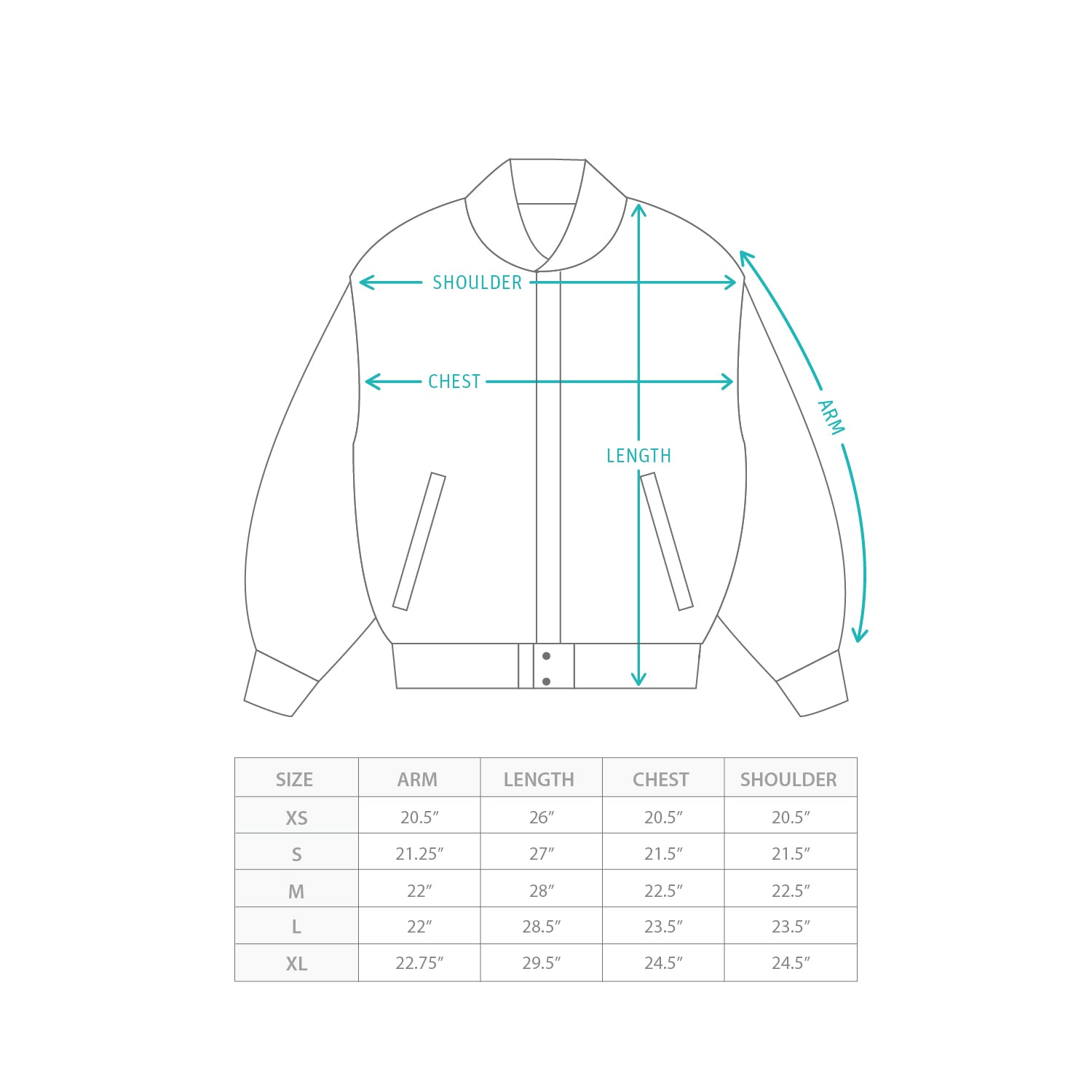(JK420) Cadet Jacket Size Chart