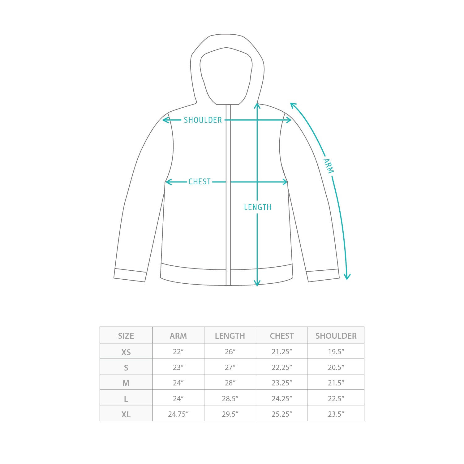 (JK431) 全天候拼色風褸 Size Chart
