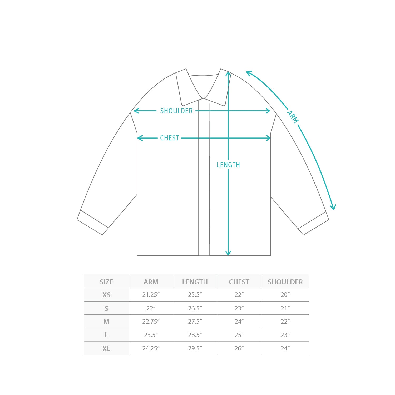 (JK432) 涼感恤衫外套 Size Chart