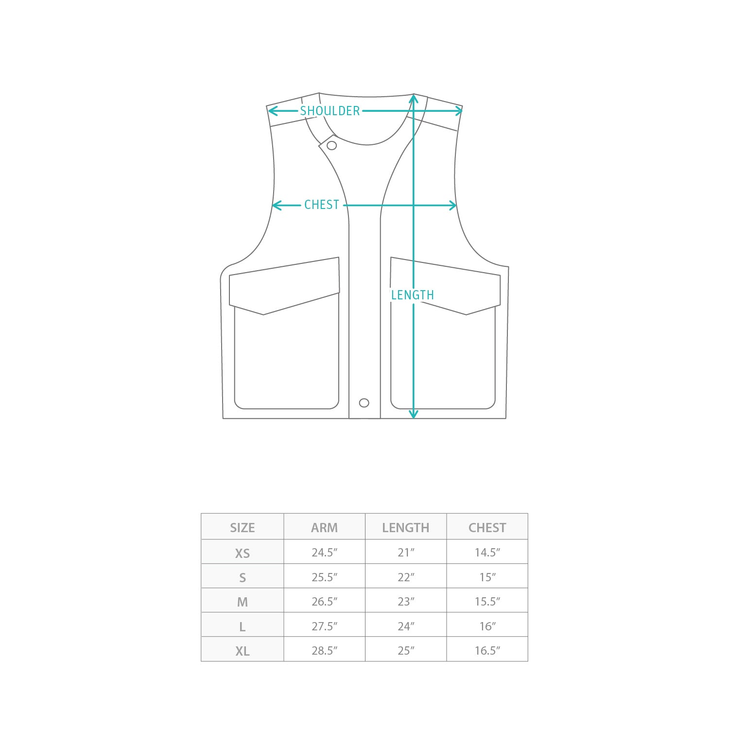 (JK435) 釣魚背心 Size Chart