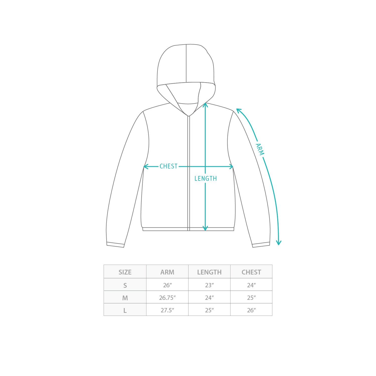 (JK437) Mesh Jacket Size Chart