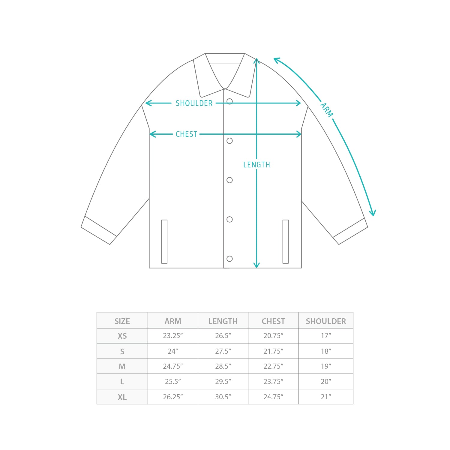 (JK448) Patchwork Jacket Size Chart