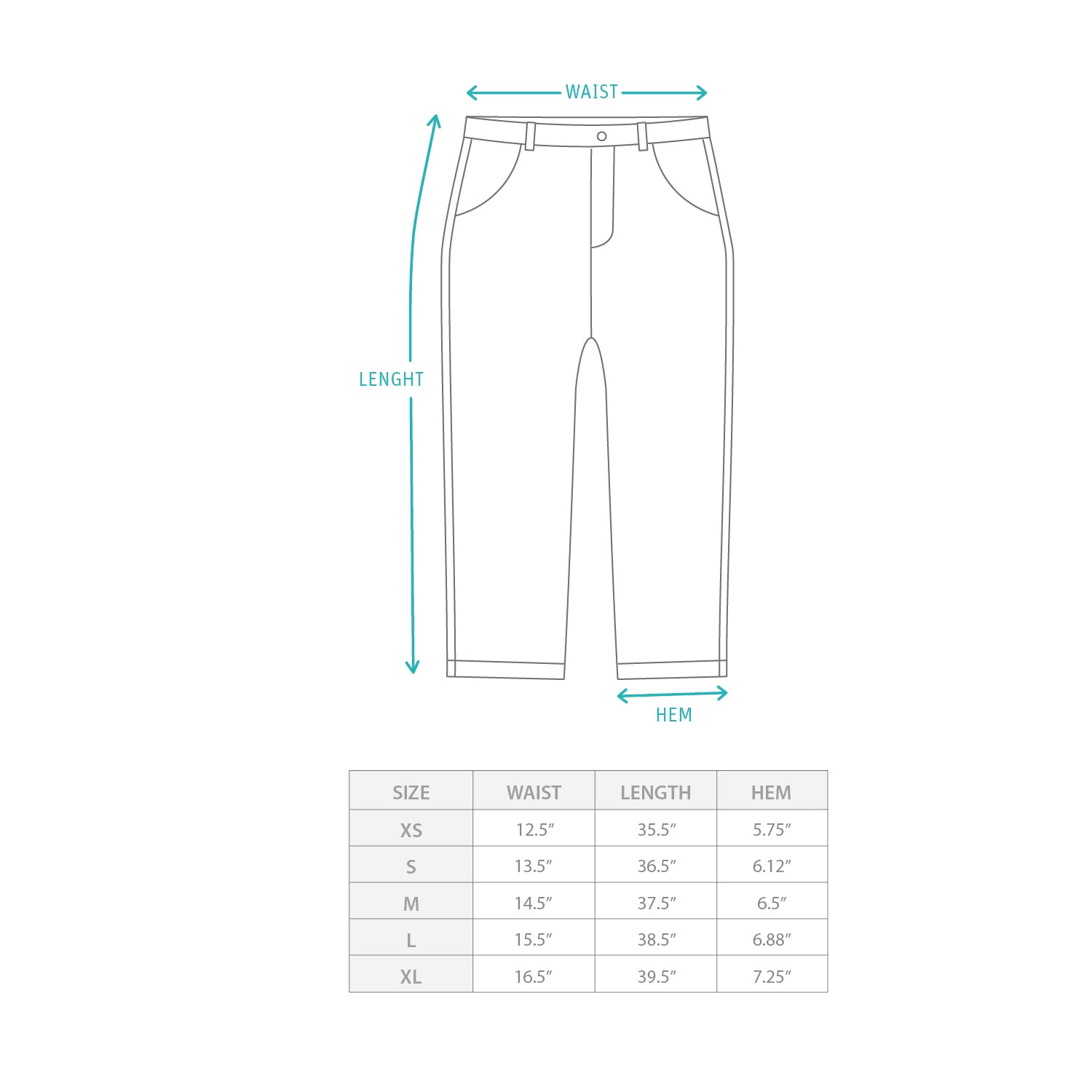 (PT249A) Easy Pants 2.0 Size Chart