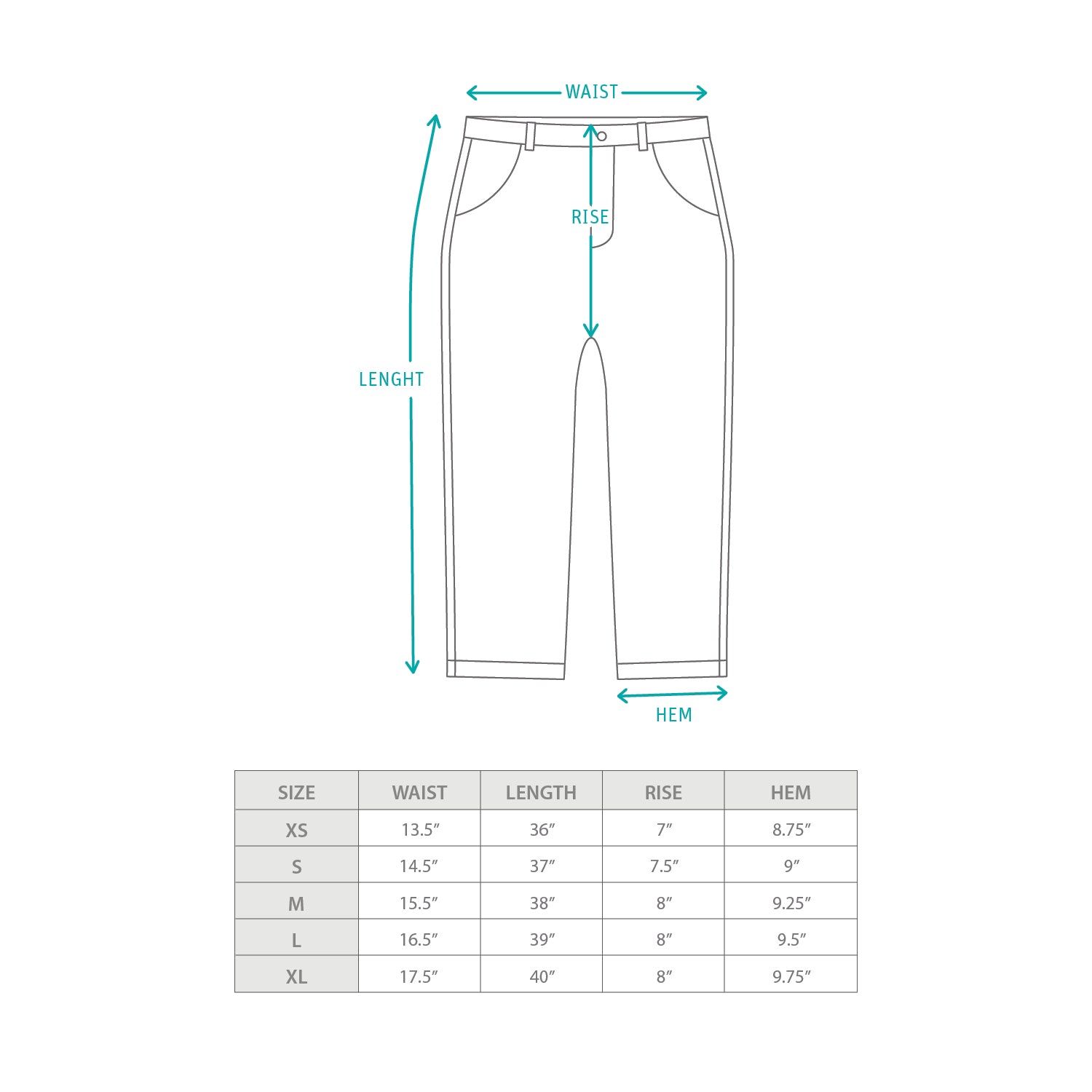 (PT378) Fatigue Pants Size Chart