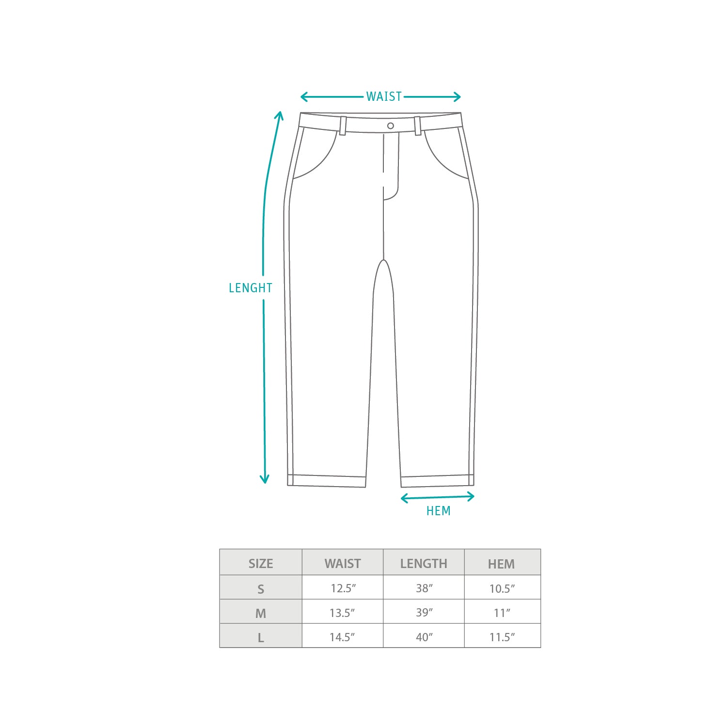 (PT383) 立體衛衣料長褲 Size Chart