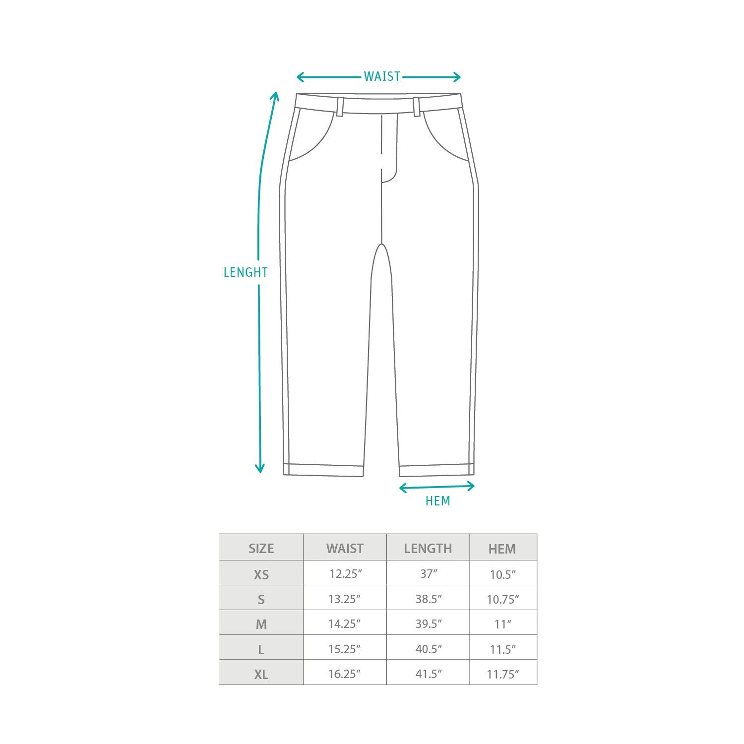 (PT384) 拼布長褲 Size Chart