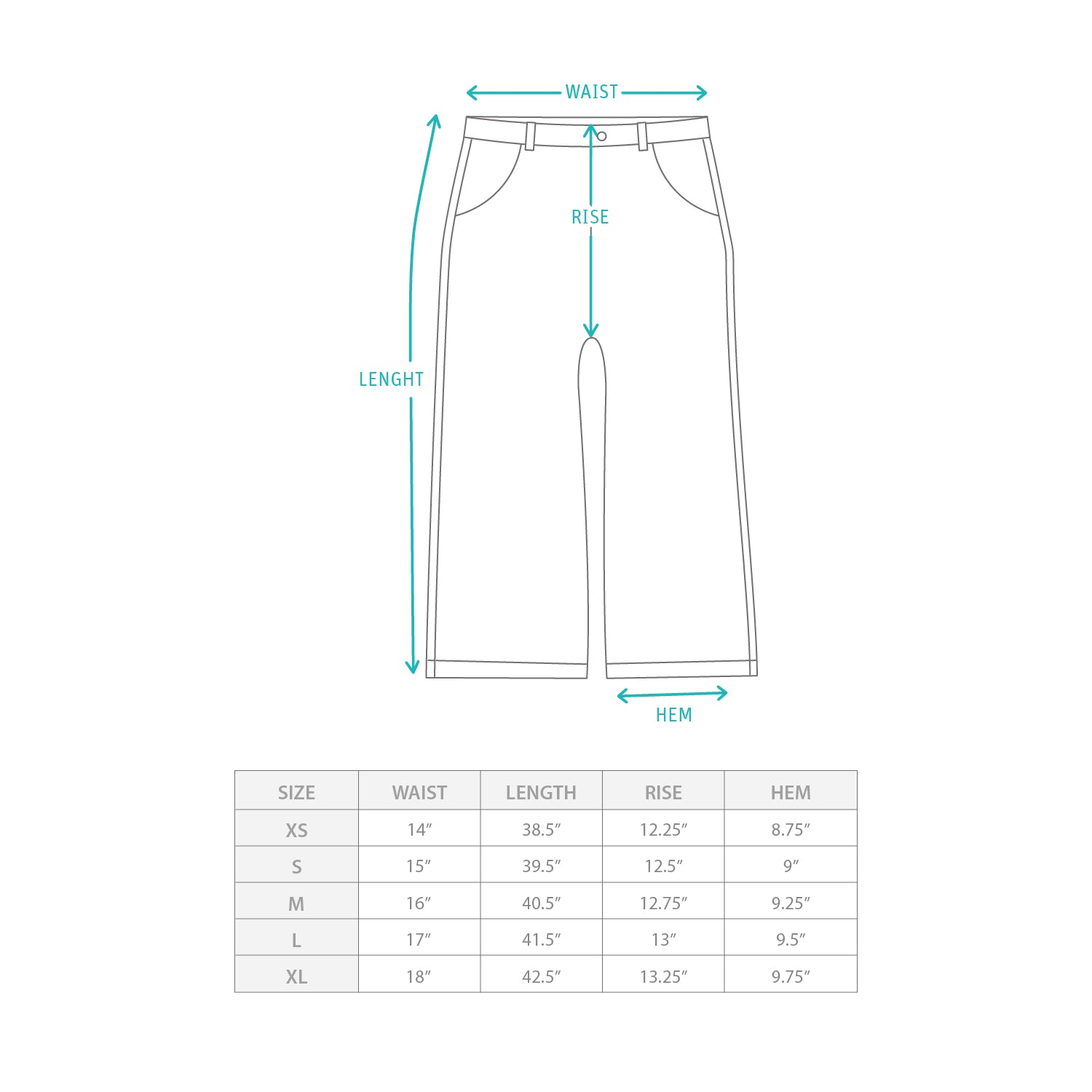 (PT409) 工裝長褲 Size Chart