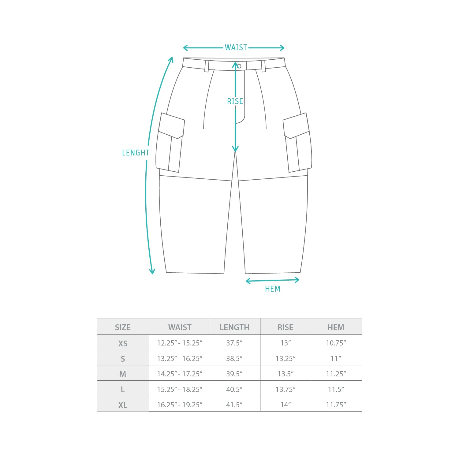 (PT410) 洗水牛仔工裝直筒寬鬆長褲 Size Chart