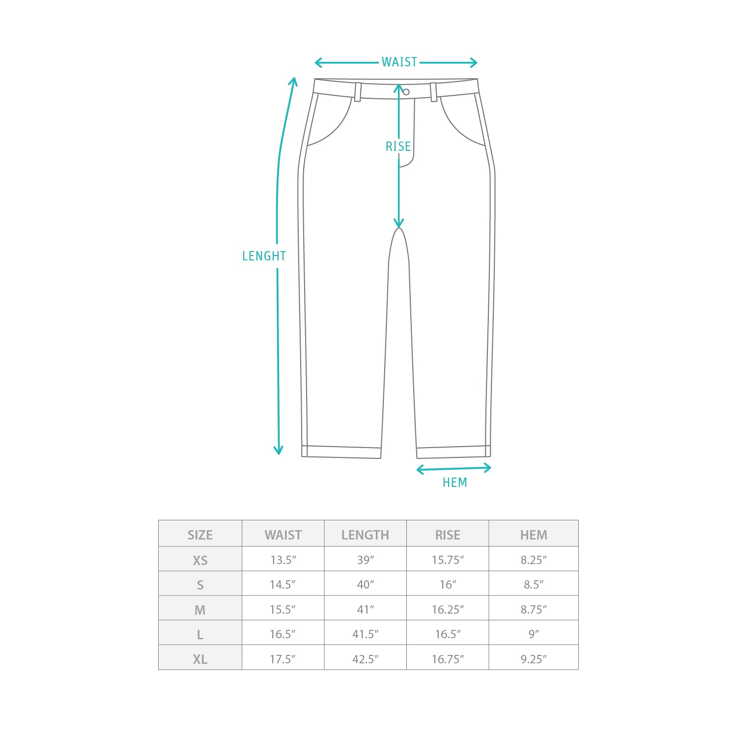 (PT425) Washed Corduroy Work Pants Size Chart