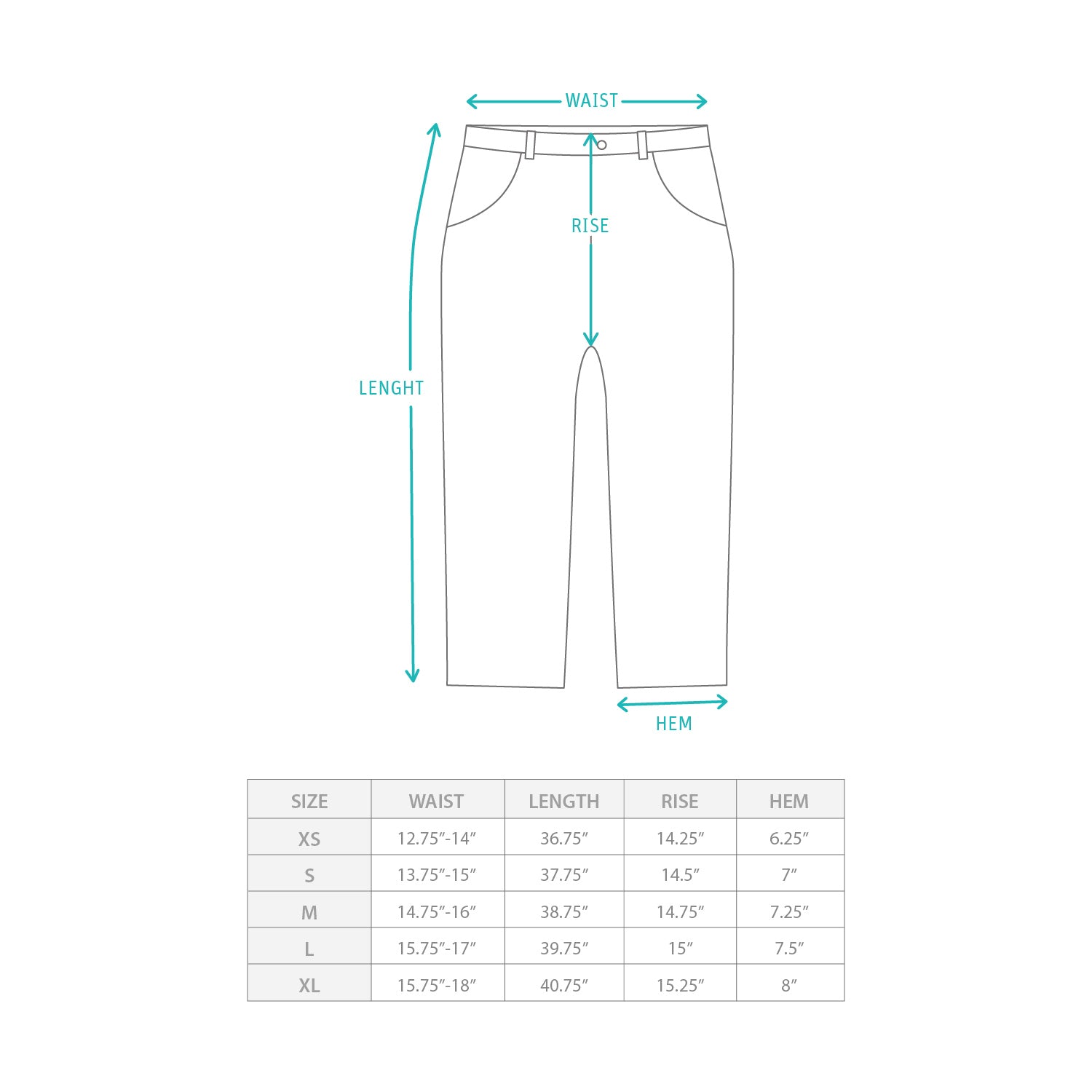 (PT431) Tech Tapered Pants Size Chart