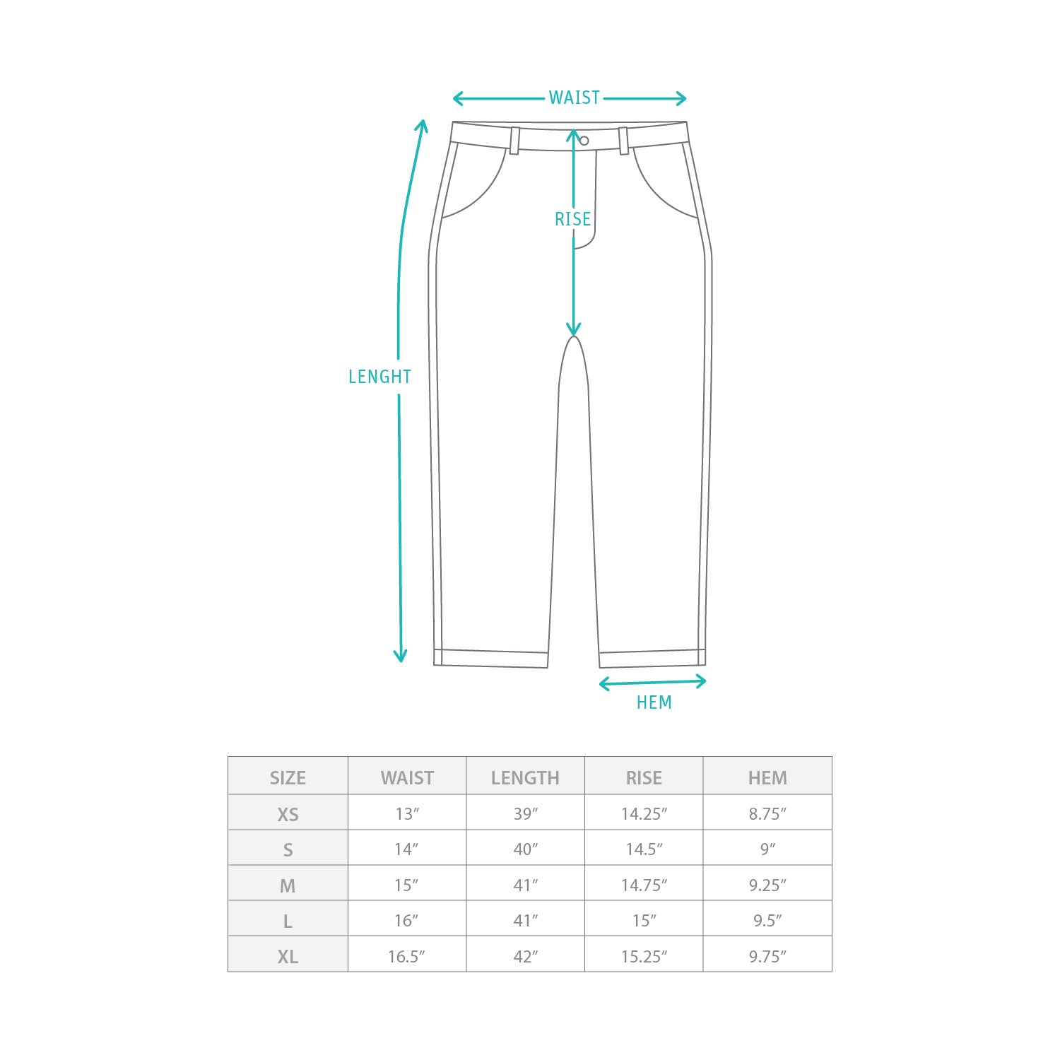 (PT438) 涼感機能長褲 Size Chart