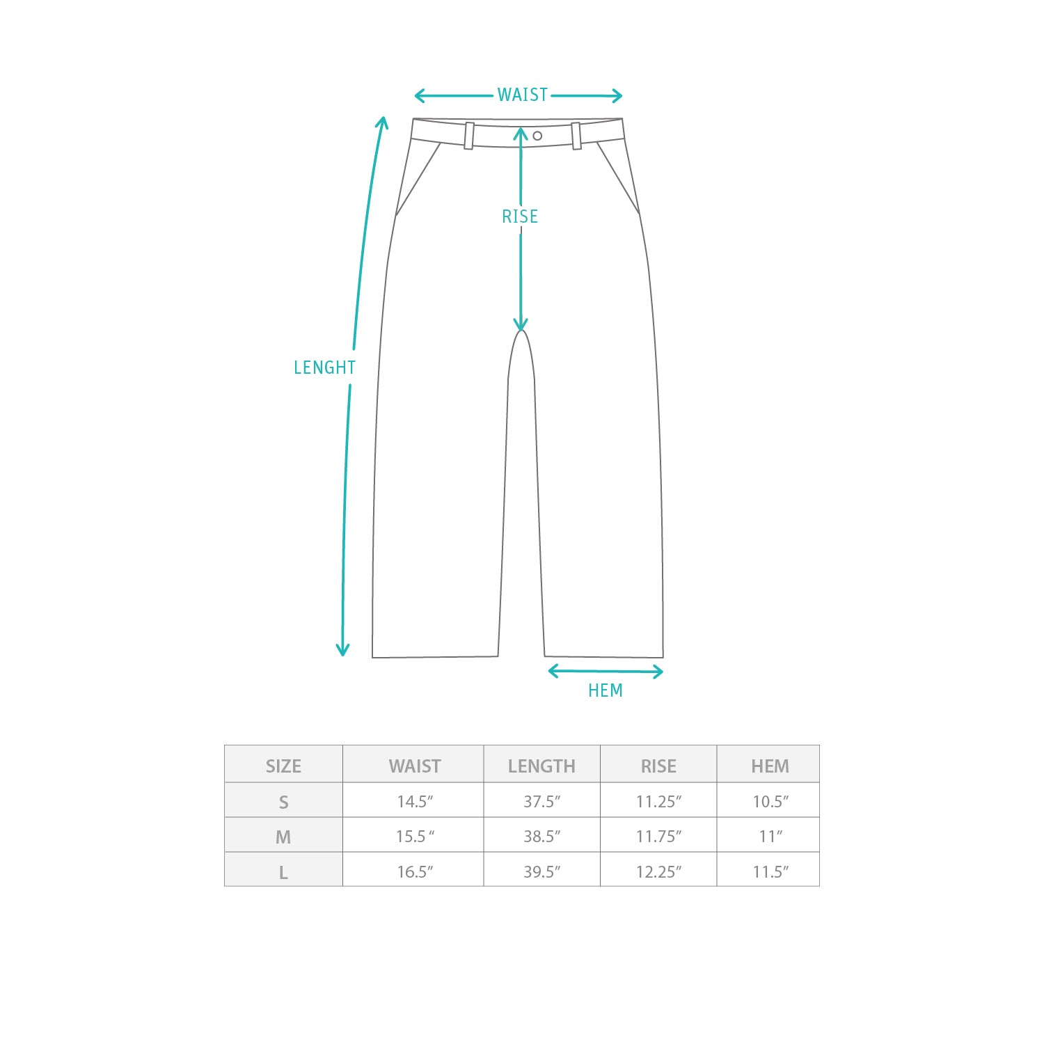 (PT449) Drawstring Straight Pants Size Chart