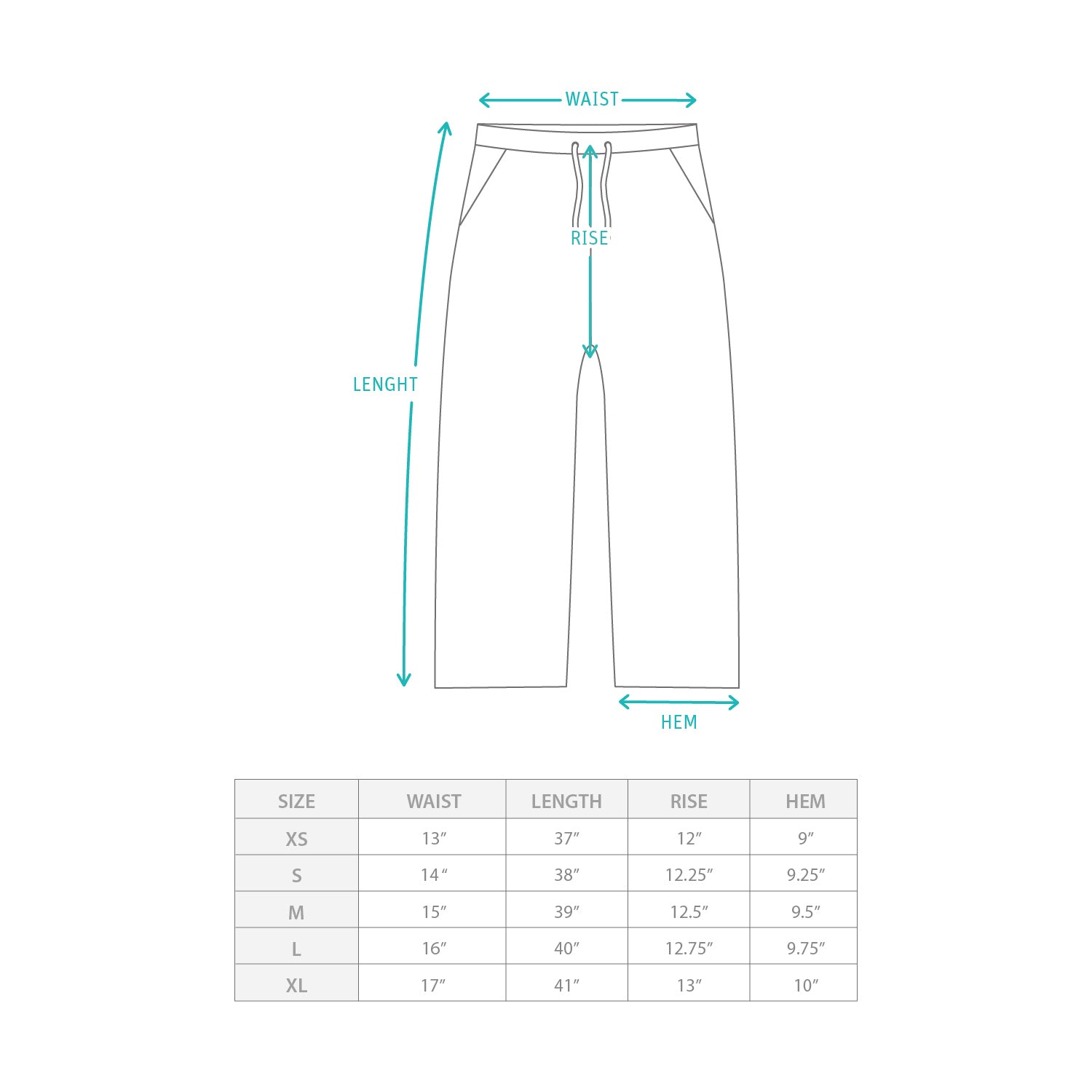 (PT452) Tech Pinstripe Pants Size Chart