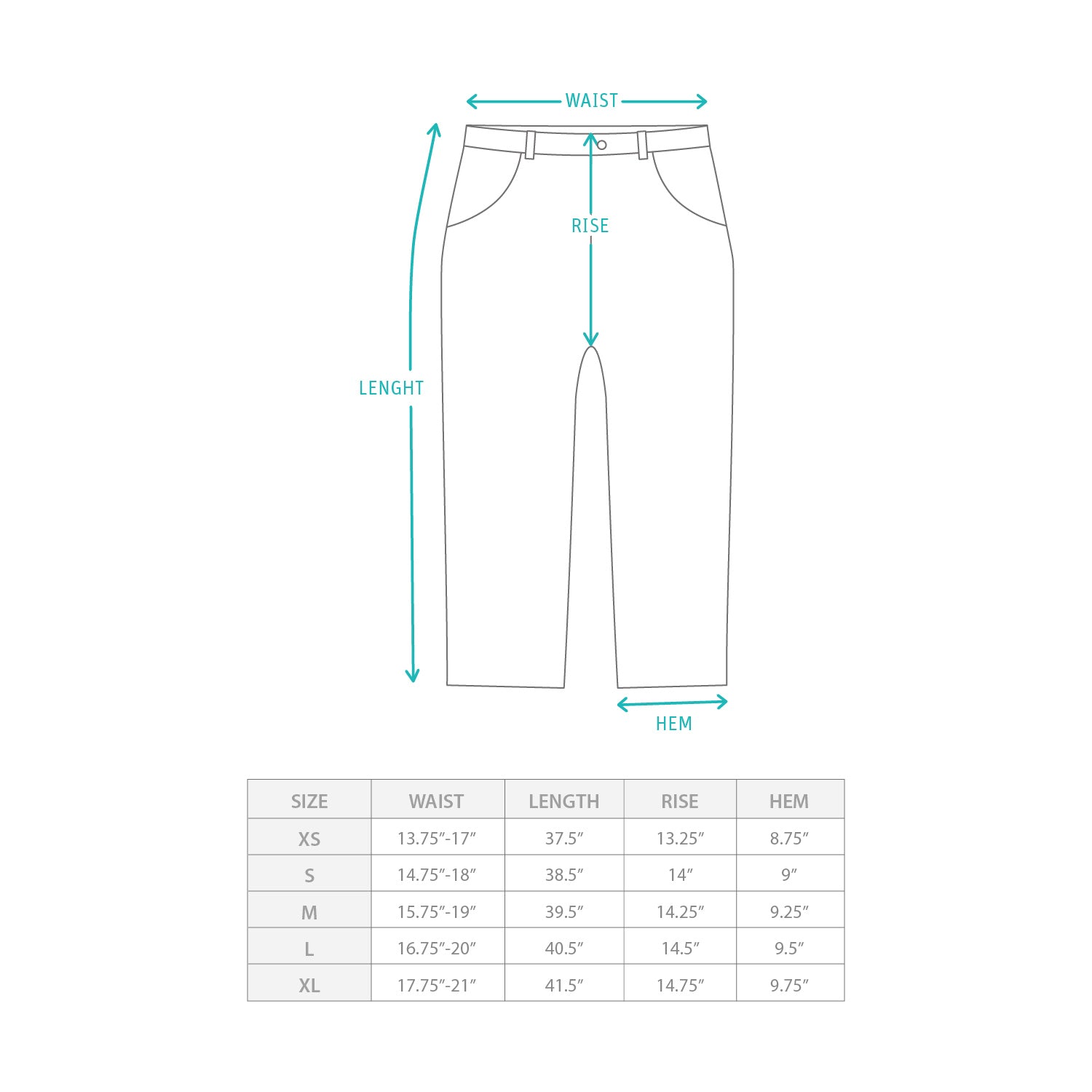 (PT456) Pro Pants Comfy (Full Length) Size Chart