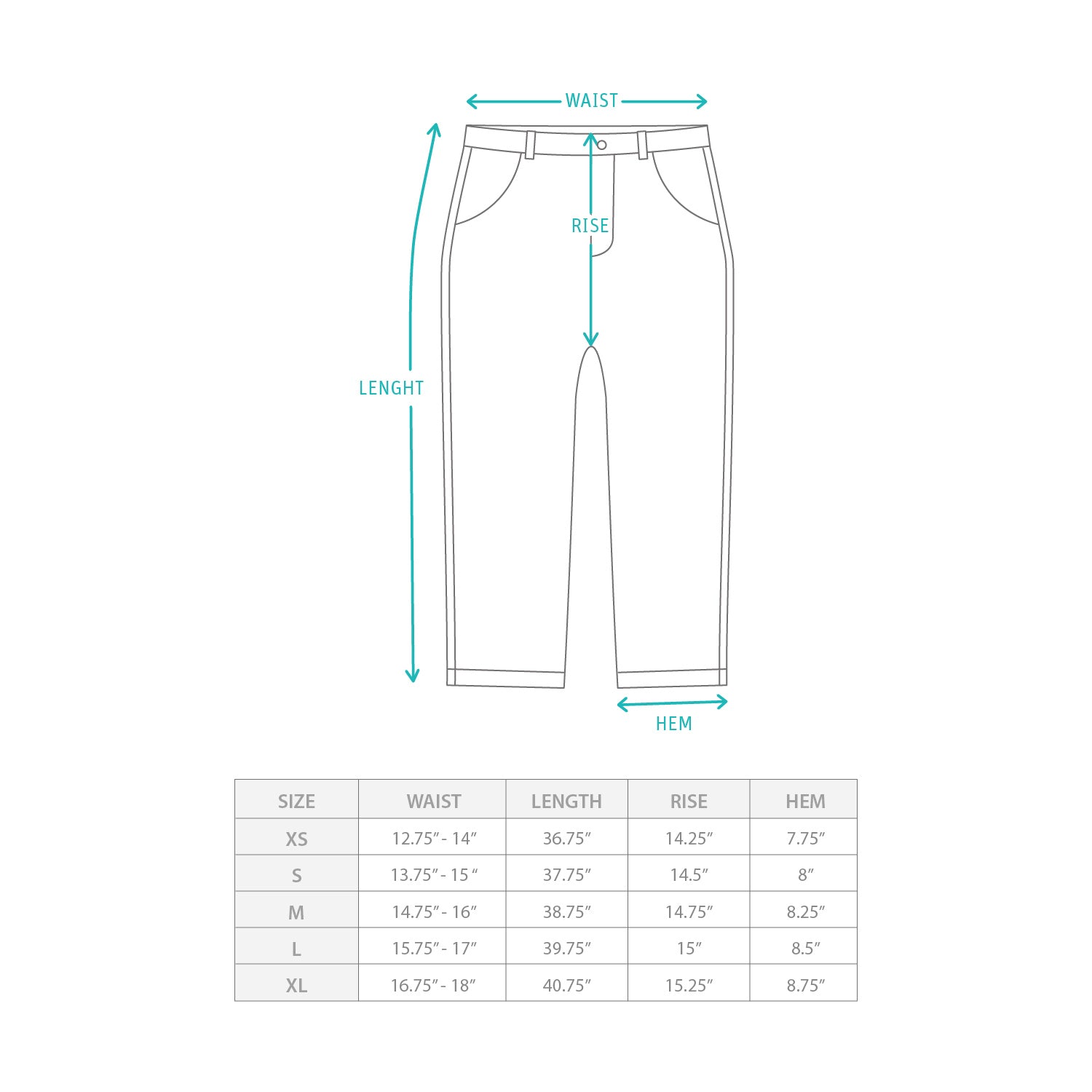 (PT460) Stripes Pants Size Chart