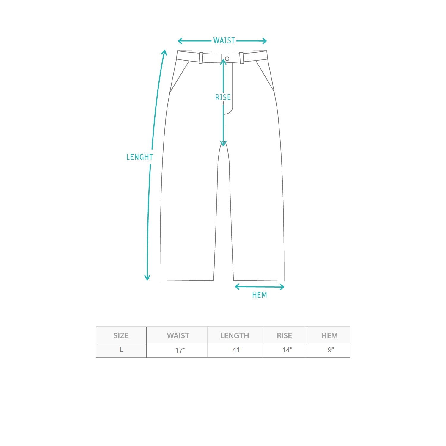 (SAM003) Sample Jeans Size Chart