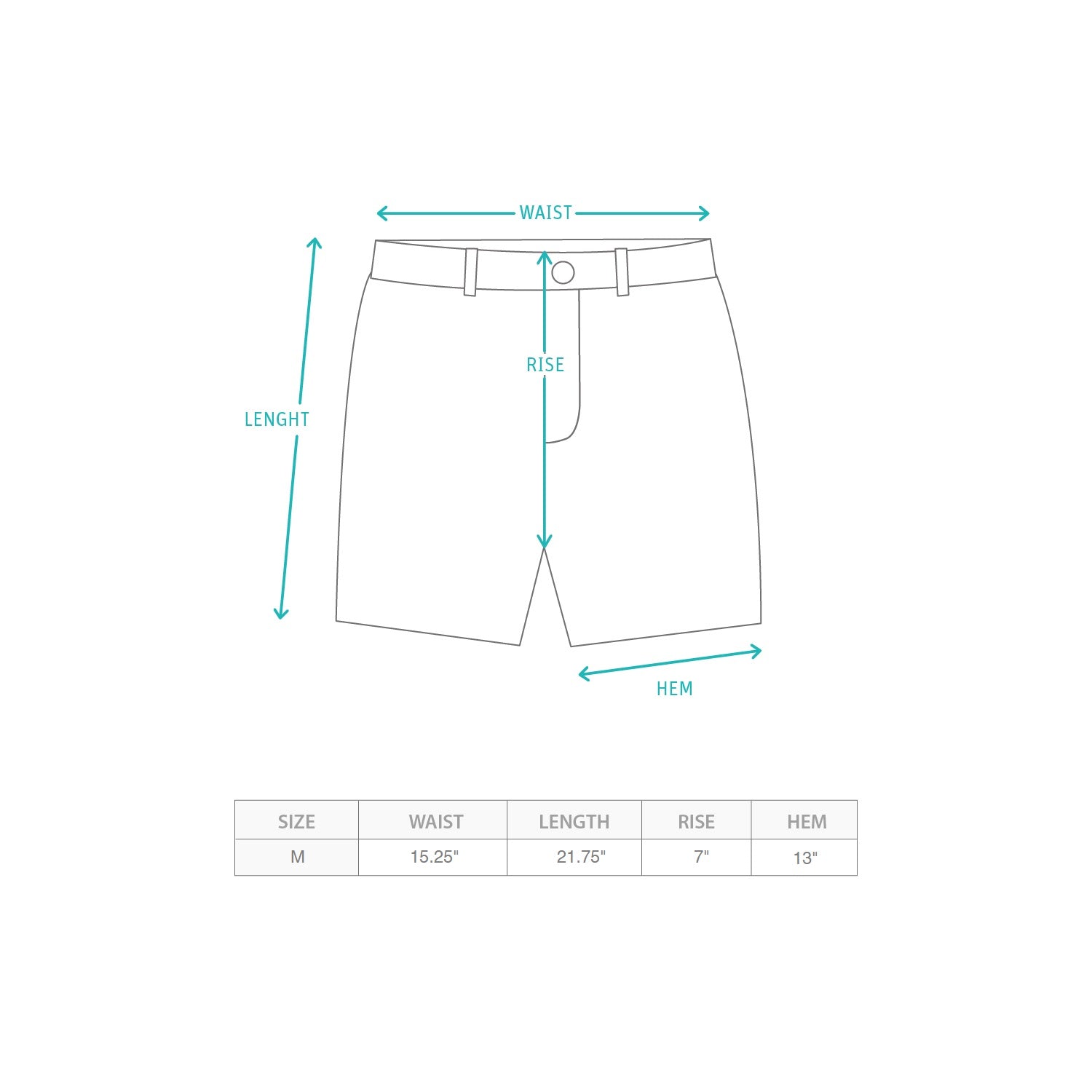 (SAM004) Sample Camouflage Cargo Shorts Size Chart