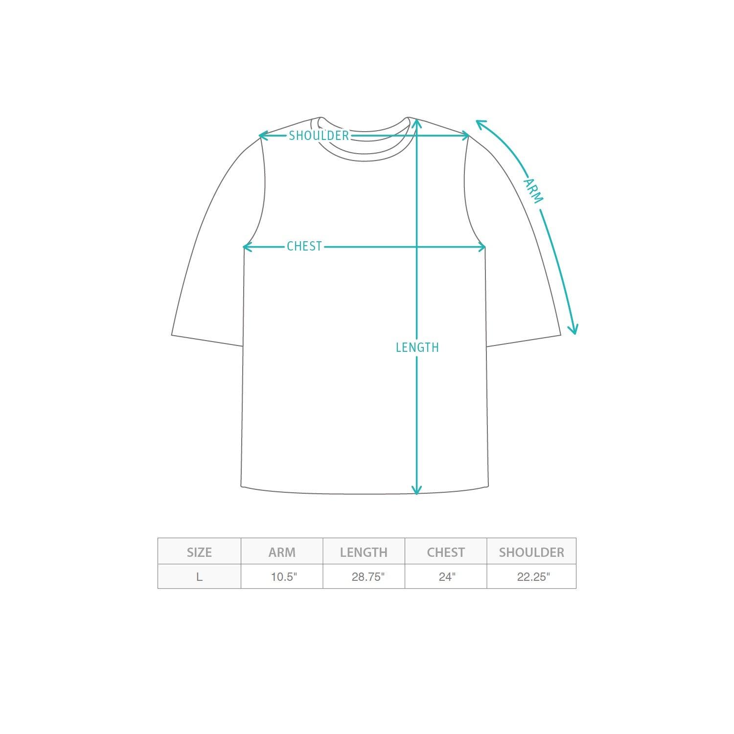 (SAM005) 圖案Tee樣板 Size Chart