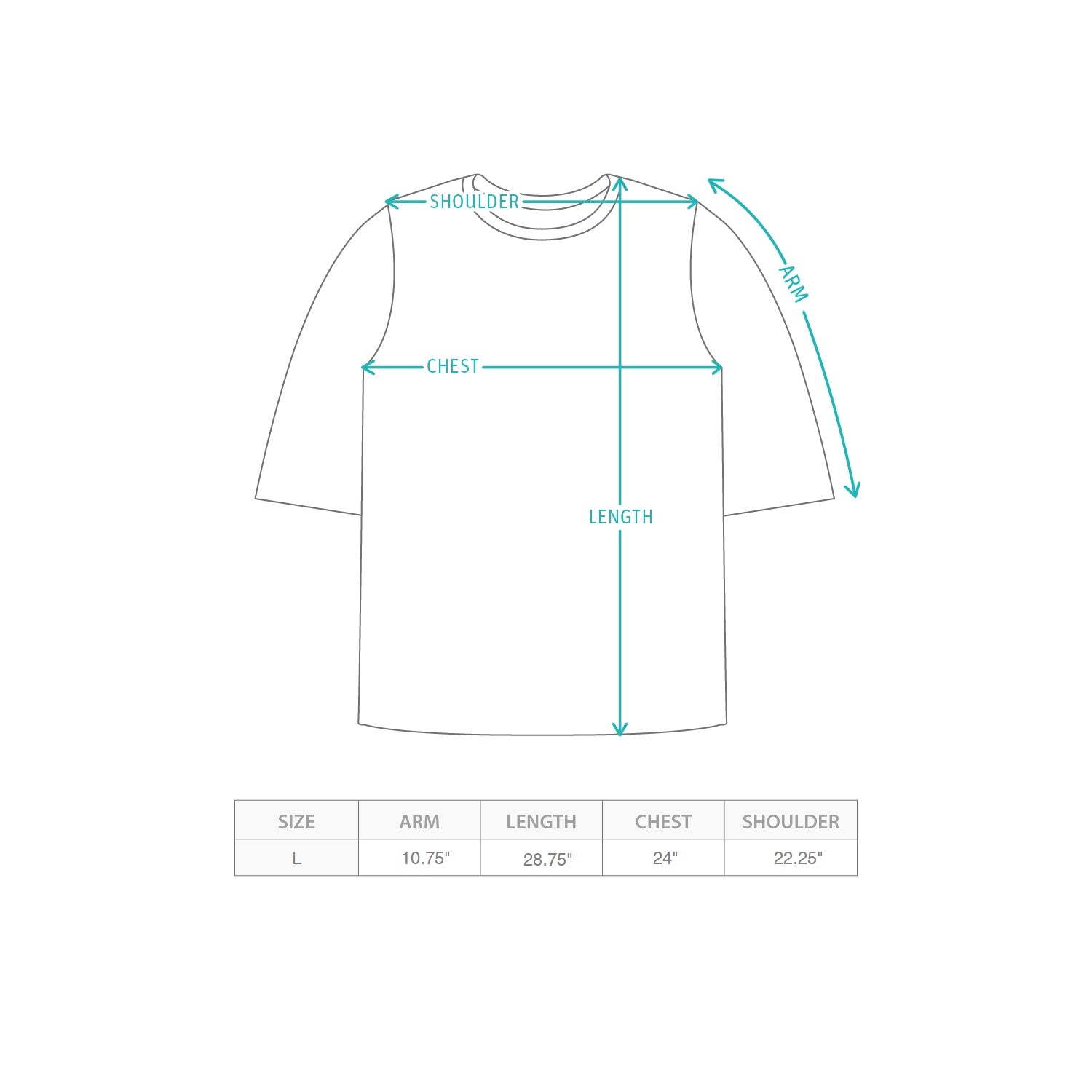 (SAM009) 字句Tee樣品 Size Chart