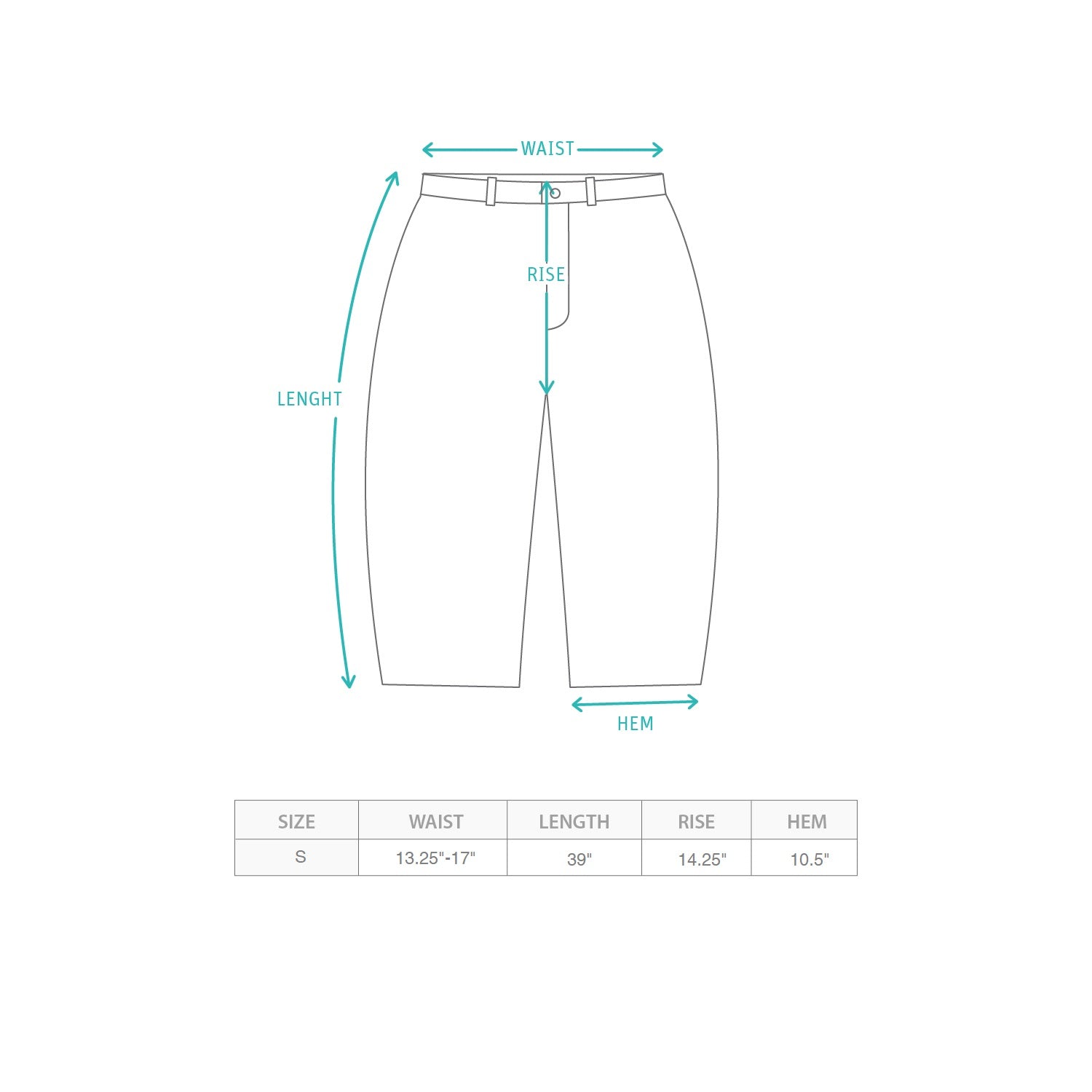 (SAM012) Sample Women Denim Wide Pants Size Chart
