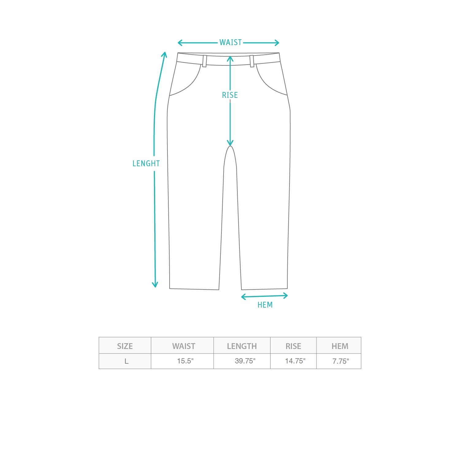 (SAM015) Sample Pants Size Chart