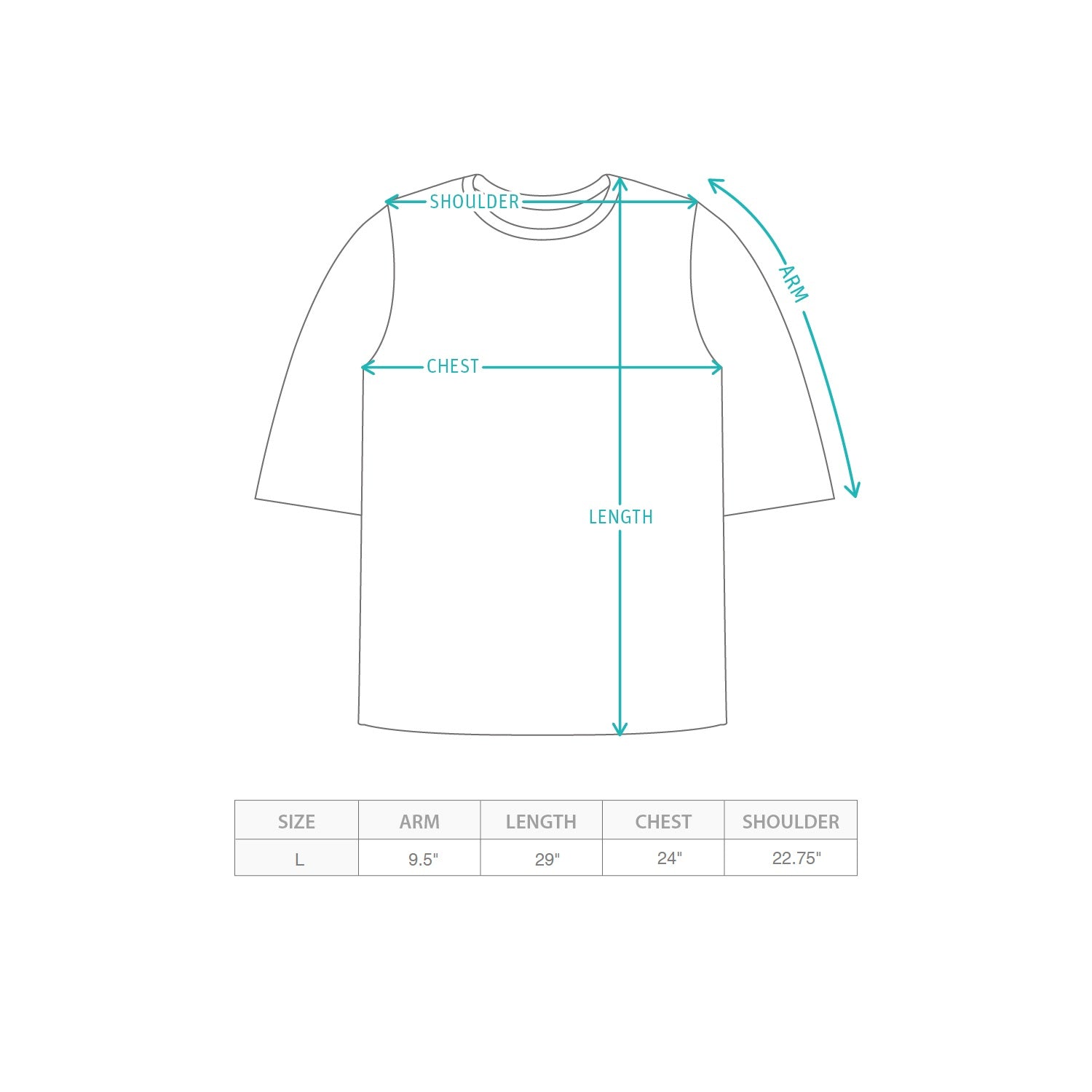 (SAM017) Sample Patchwork Tee Size Chart