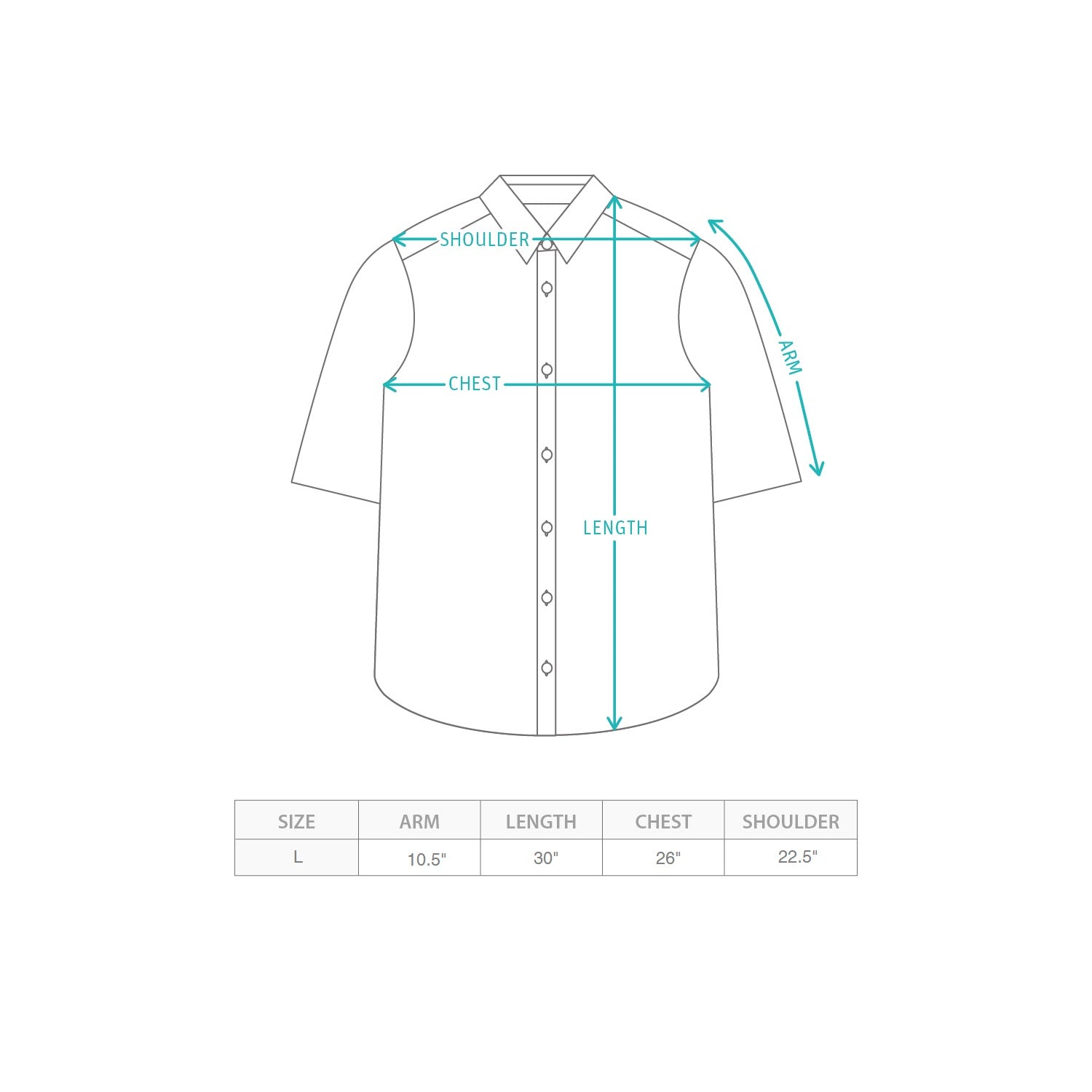 (SAM020) Sample Short Sleeve Shirt Size Chart