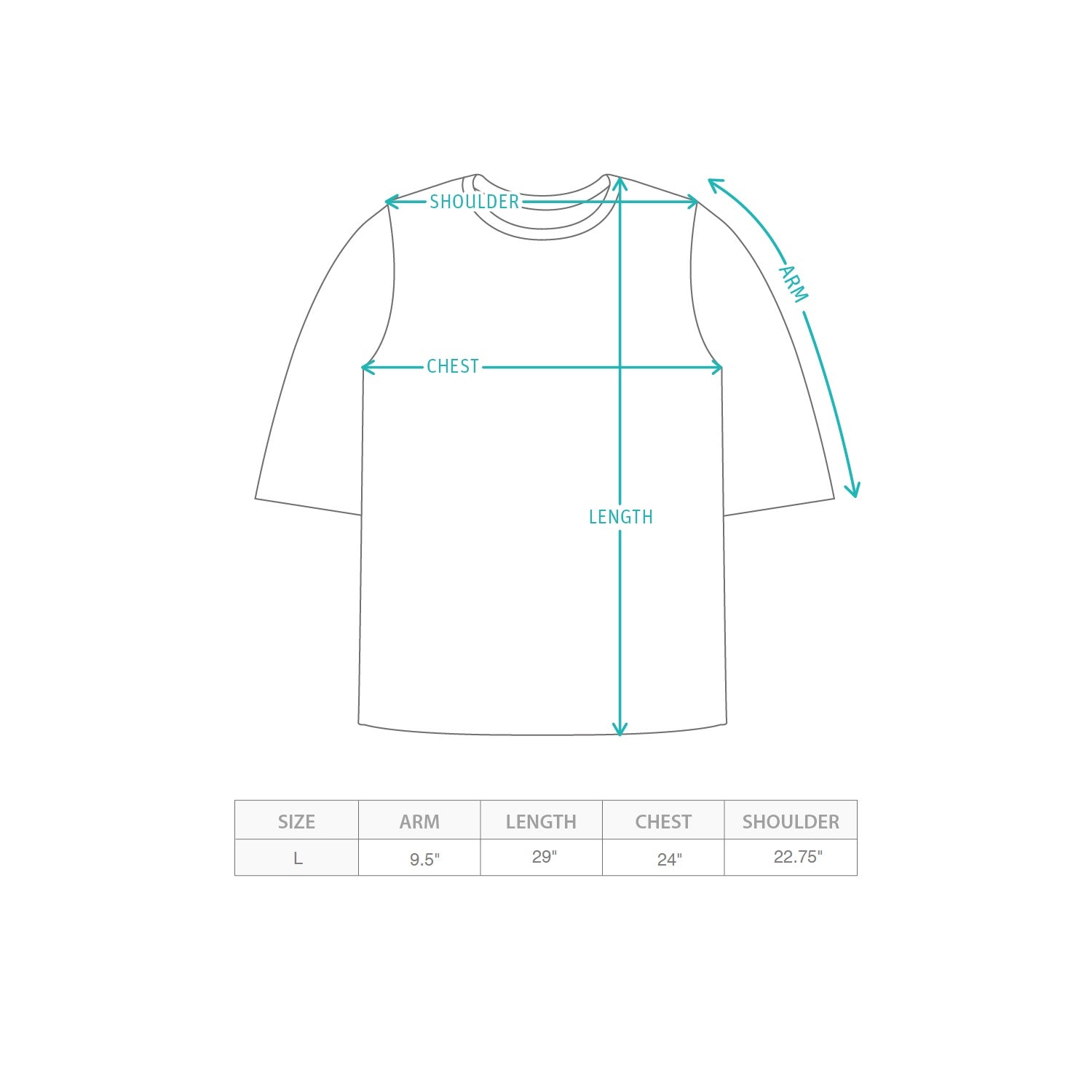 (SAM021) Sample Fake Layer Tee Size Chart