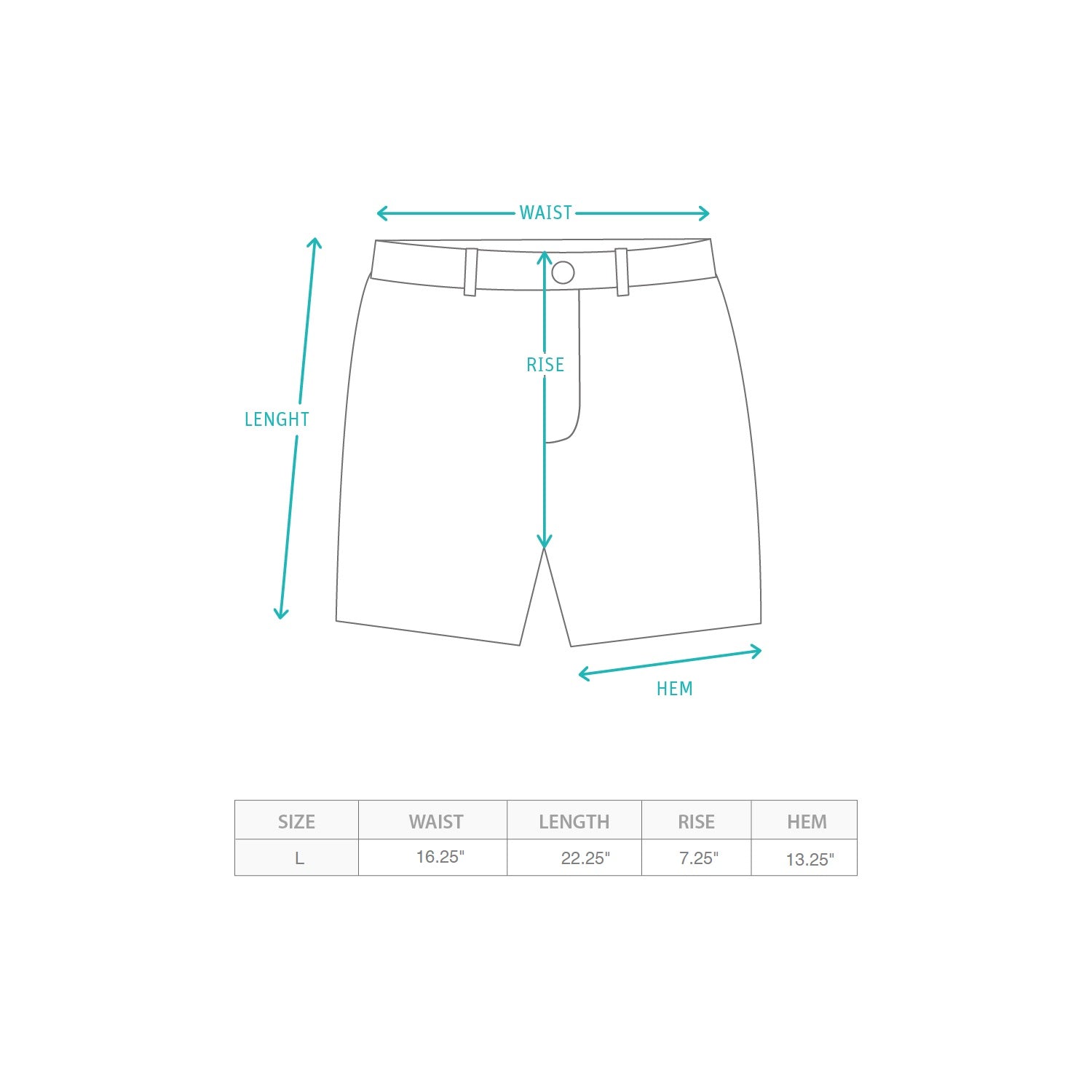 (SAM030) Sample Tech Shorts Size Chart