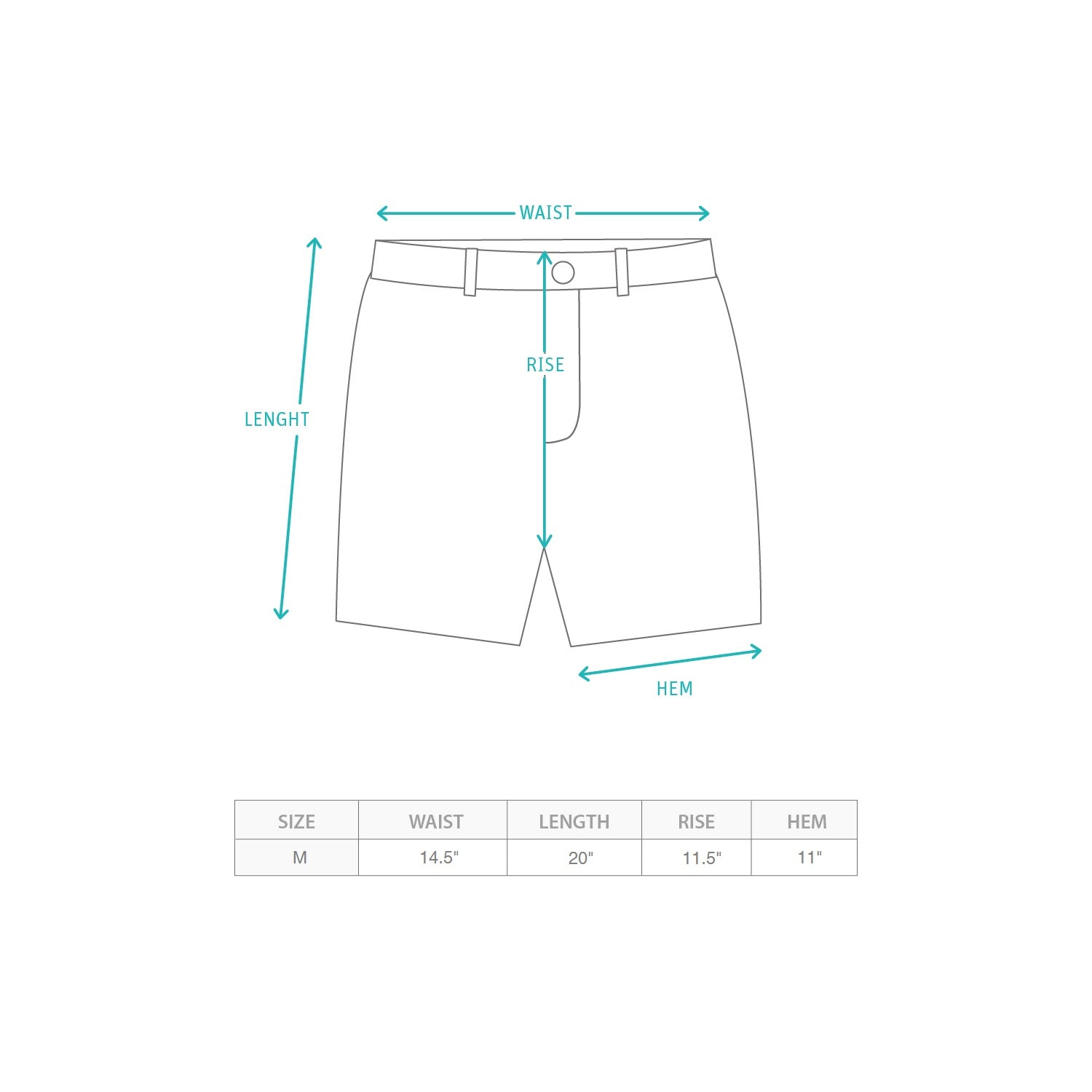 (SAM033) 機能短褲樣品 Size Chart