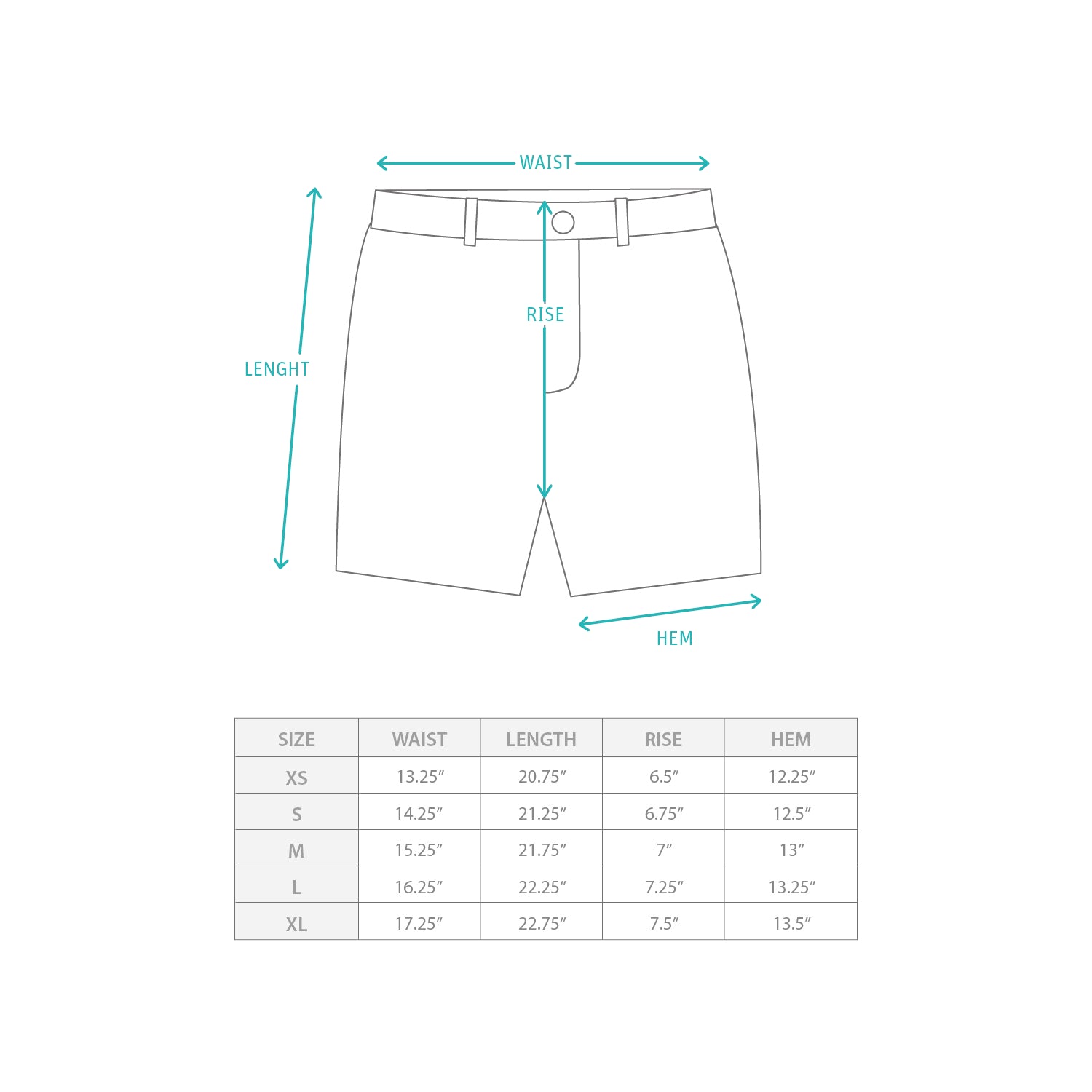 (SP365) I.P.S. Tech Shorts Size Chart