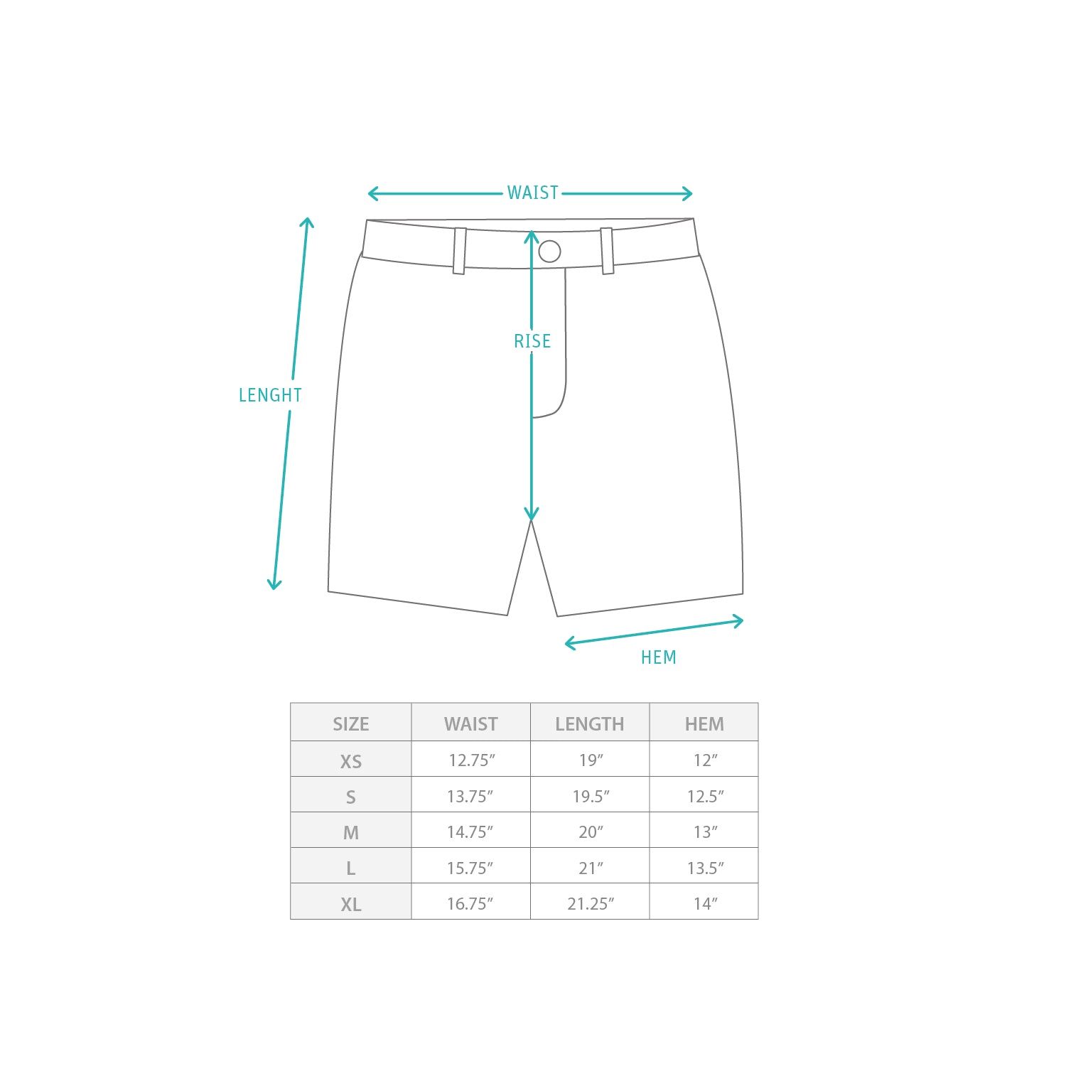 (SP394) Cool Touch Tech Shorts Size Chart