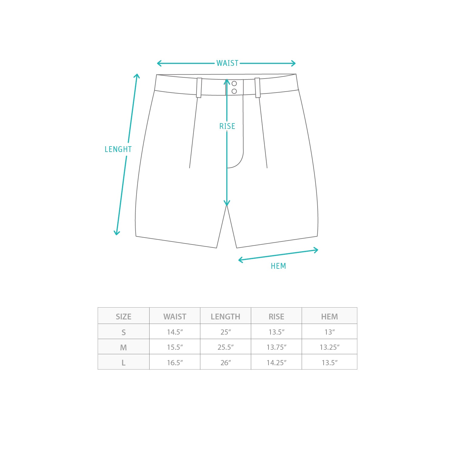 (SP419) Washed Jorts Size Chart