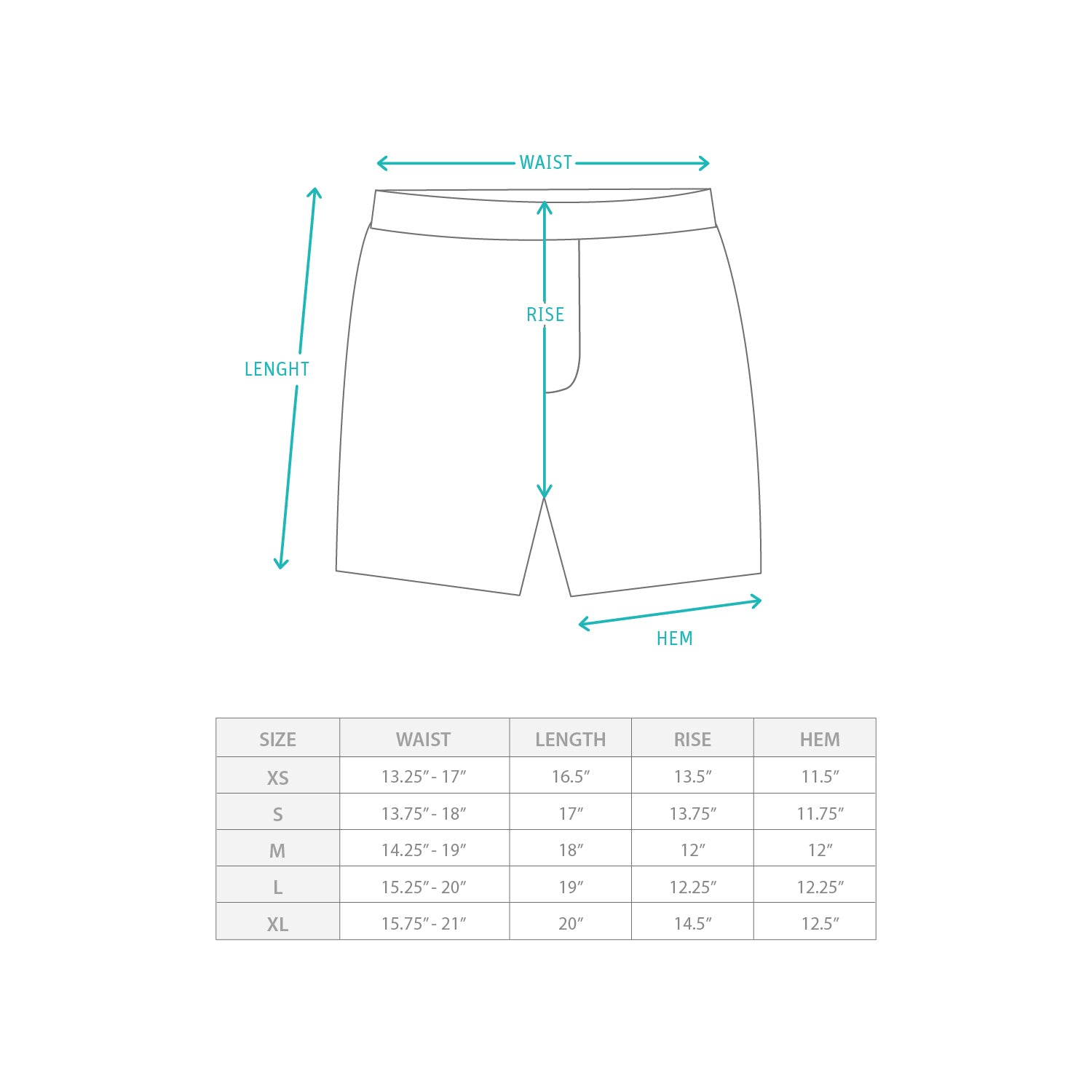 (SP440) 2 Tone Summer Shorts Size Chart