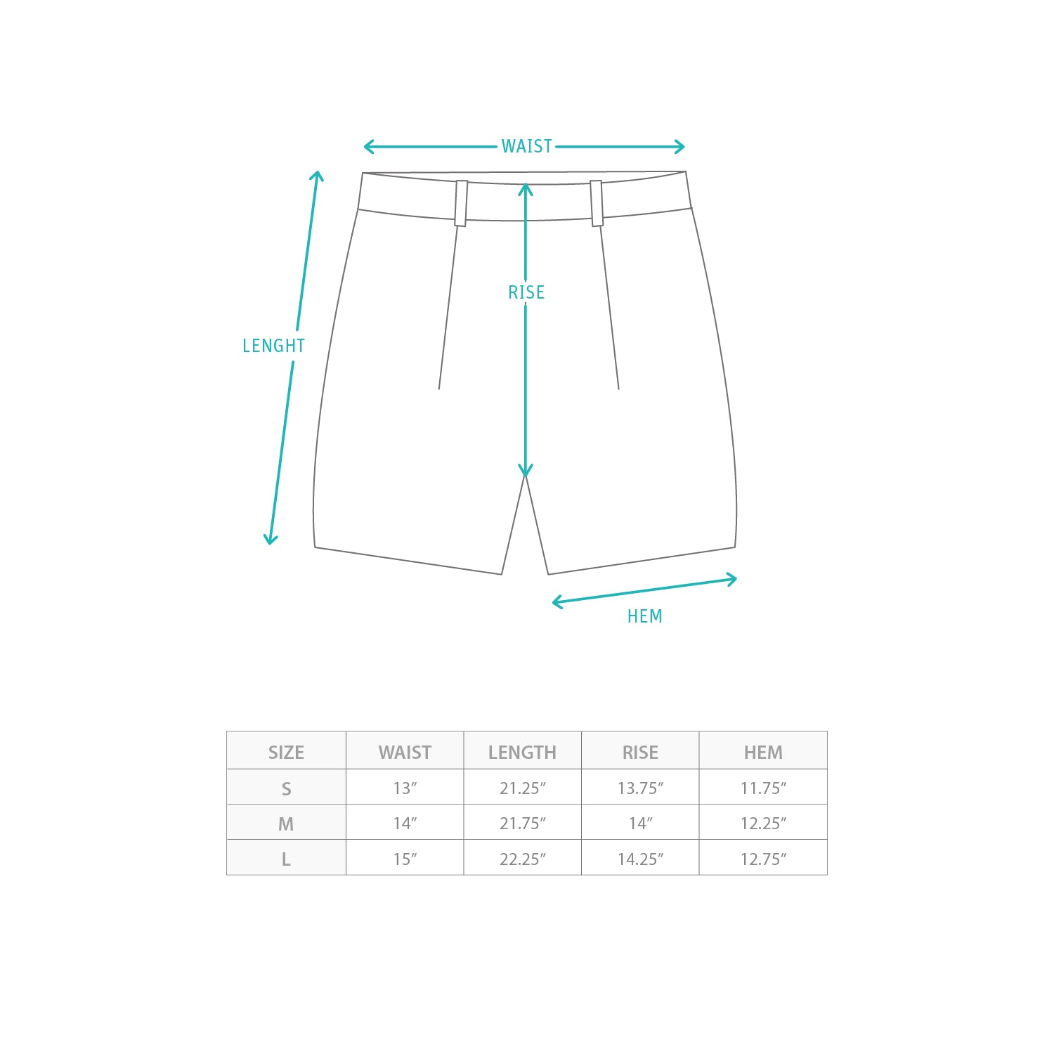 (SP464) Bermuda Shorts Size Chart