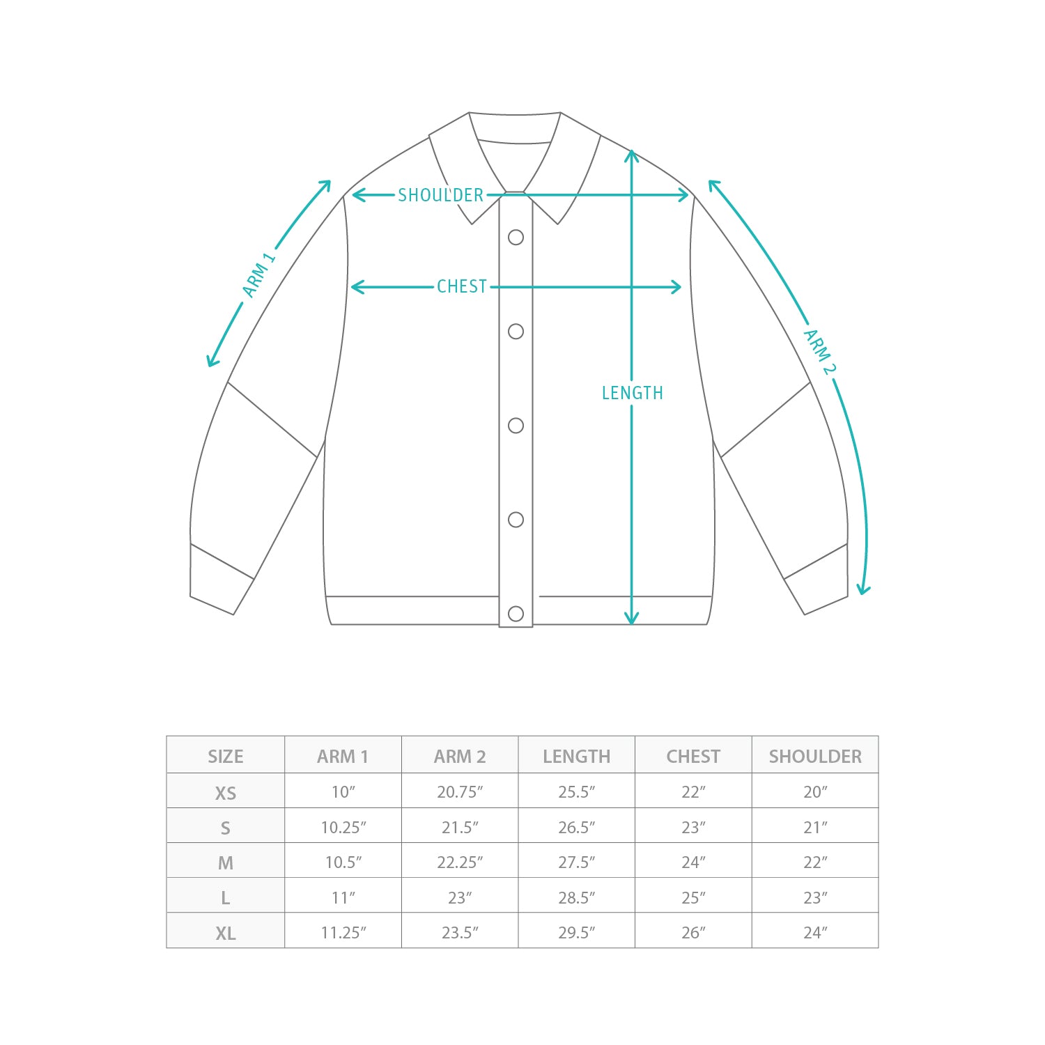 (ST485) 2 Way Tech Shirt Size Chart