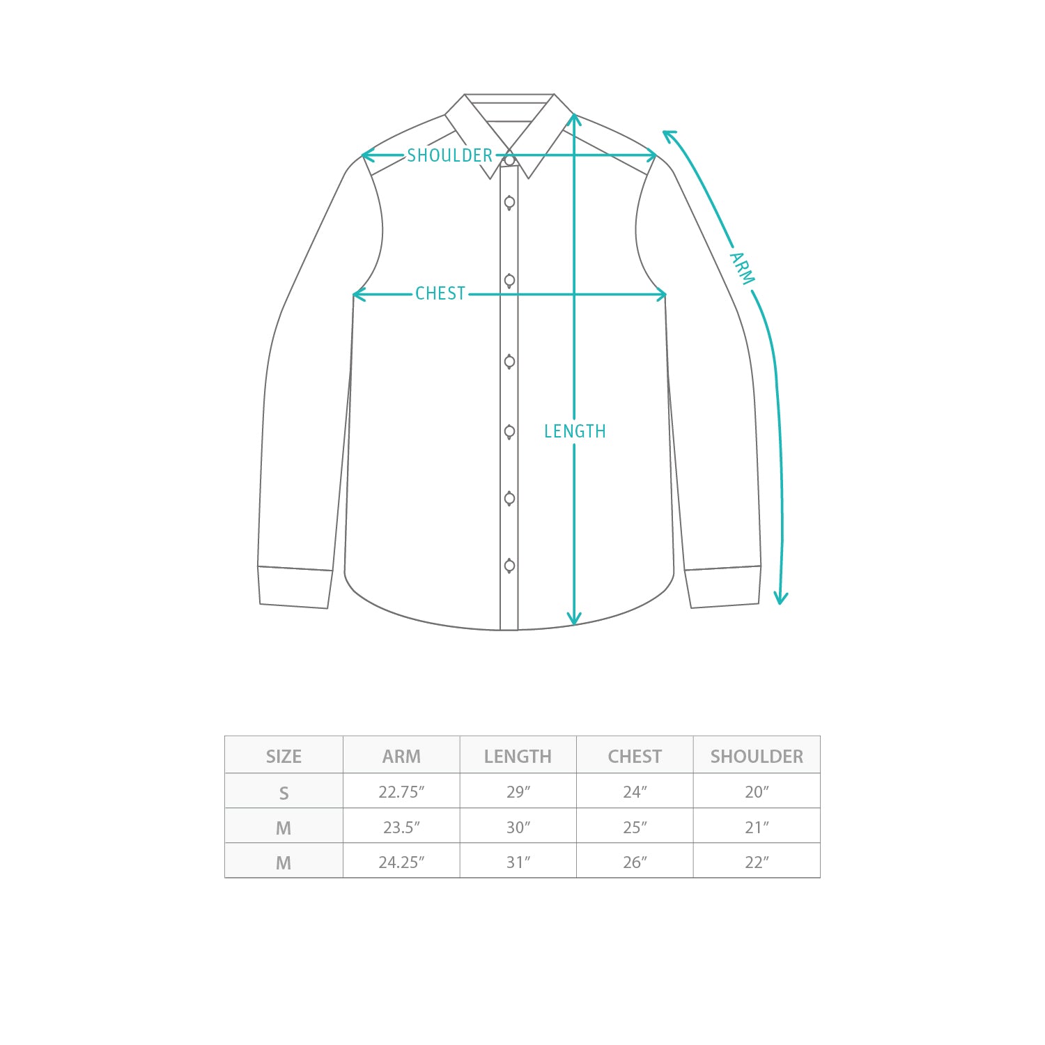 (ST488) Embroidery Stitch Shirt Size Chart