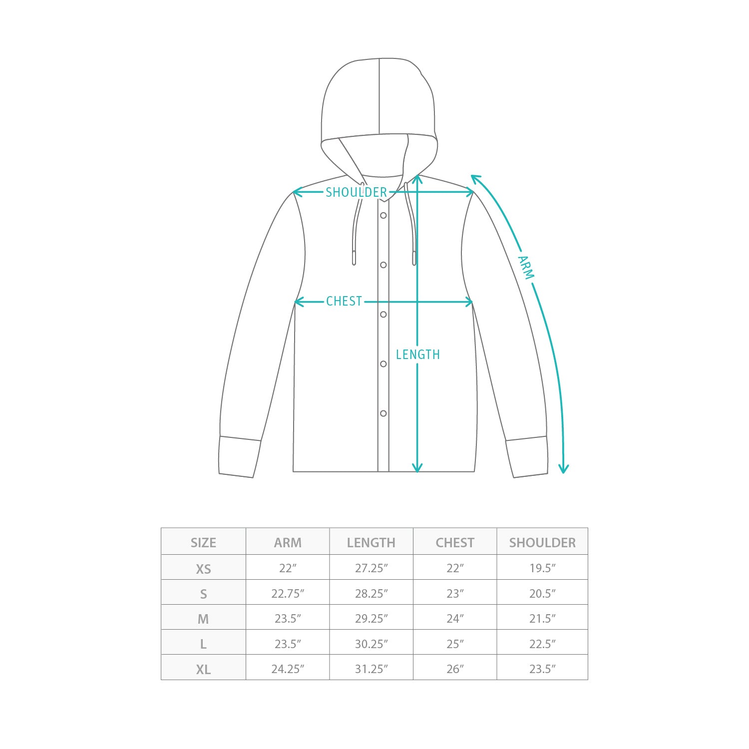 (ST509) 有帽恤衫 Size Chart