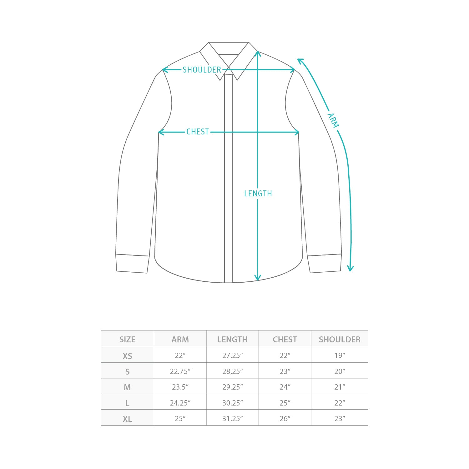 (ST512) SOLOTEX® 2 Tone Shirt Size Chart