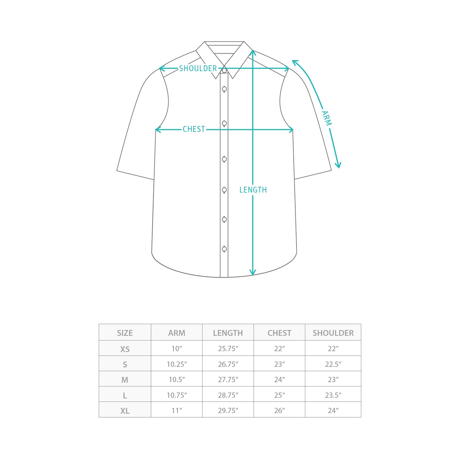 (ST514) Color Block Shirt Size Chart