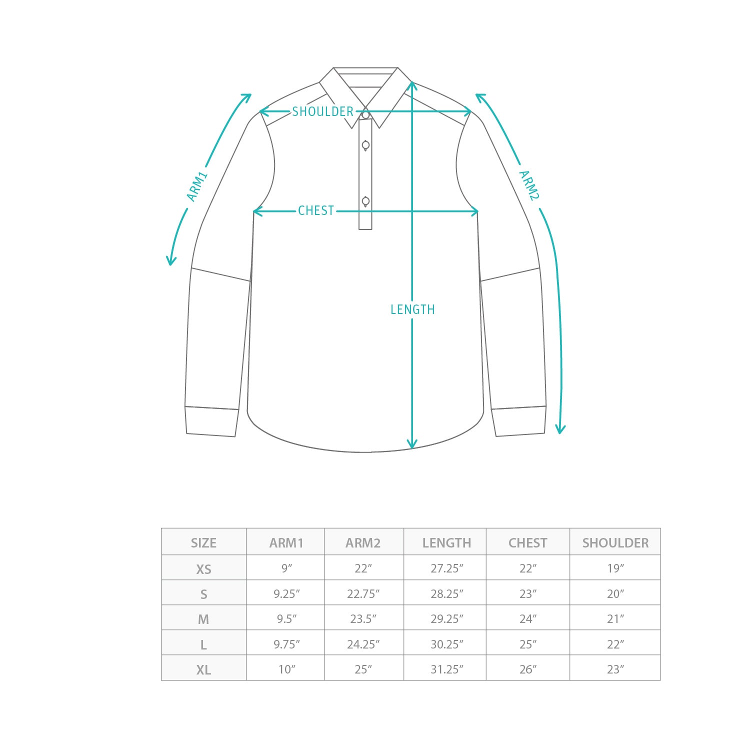 (ST528) 2 Ways Stripes Shirt Size Chart