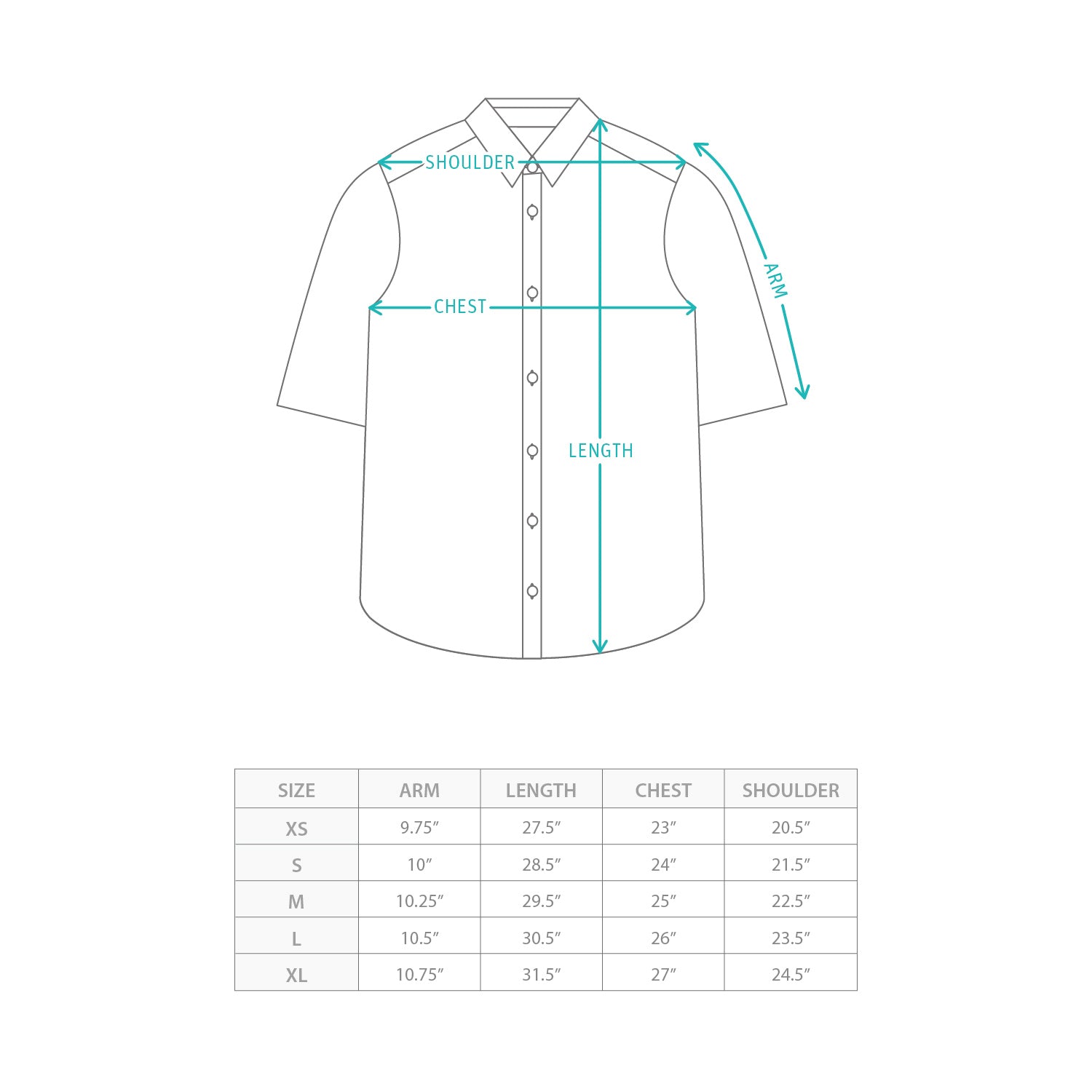 (ST531) Patchwork Shirt Size Chart