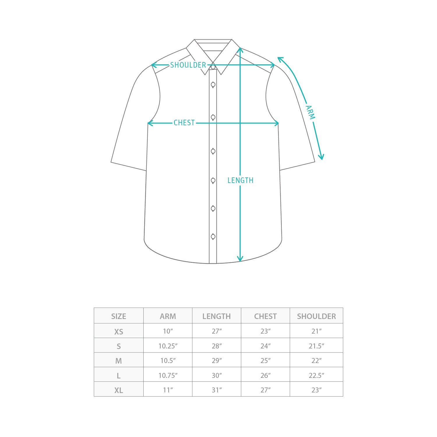 (ST542) Badge Check Shirt Size Chart