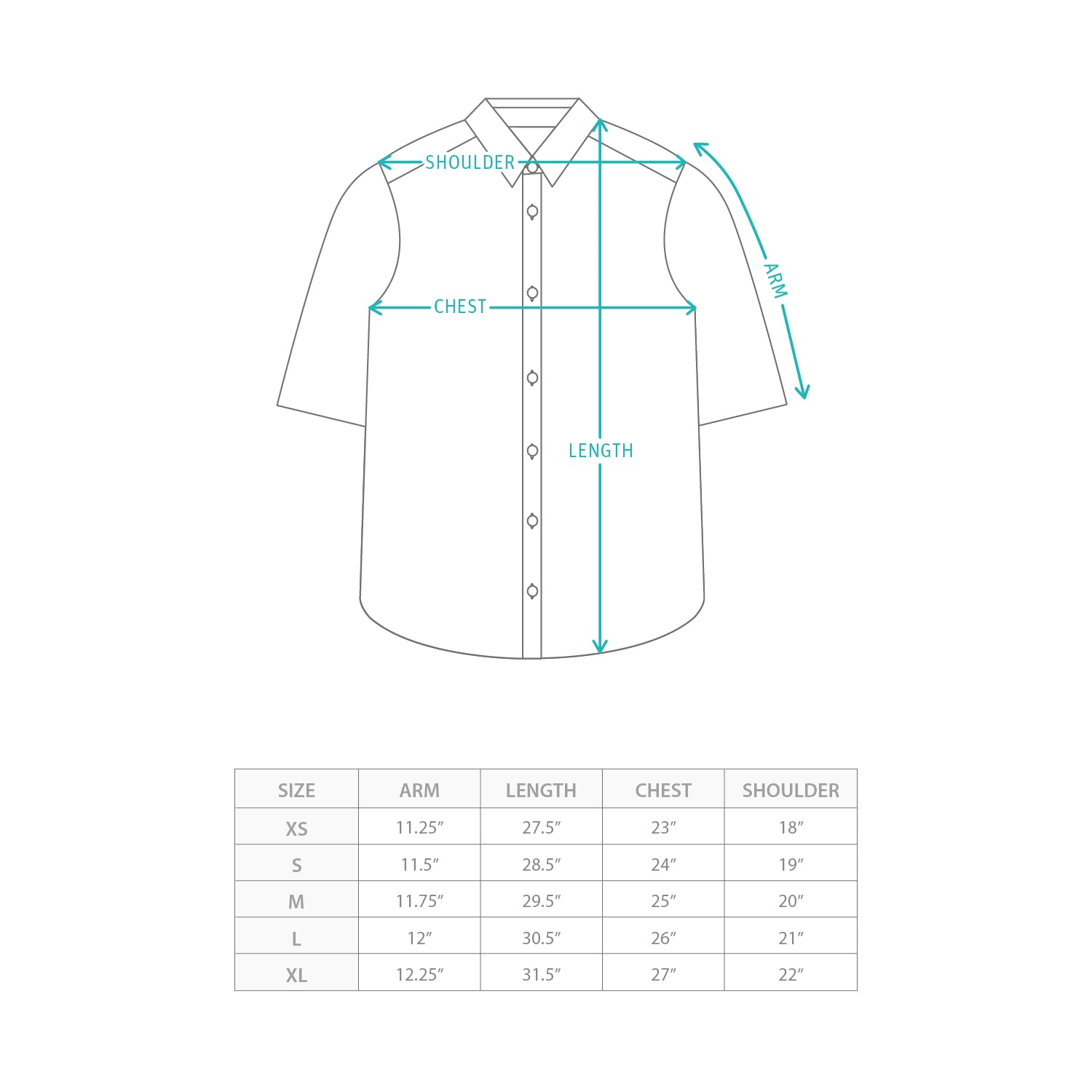 (ST544) 涼感免燙恤衫 Size Chart