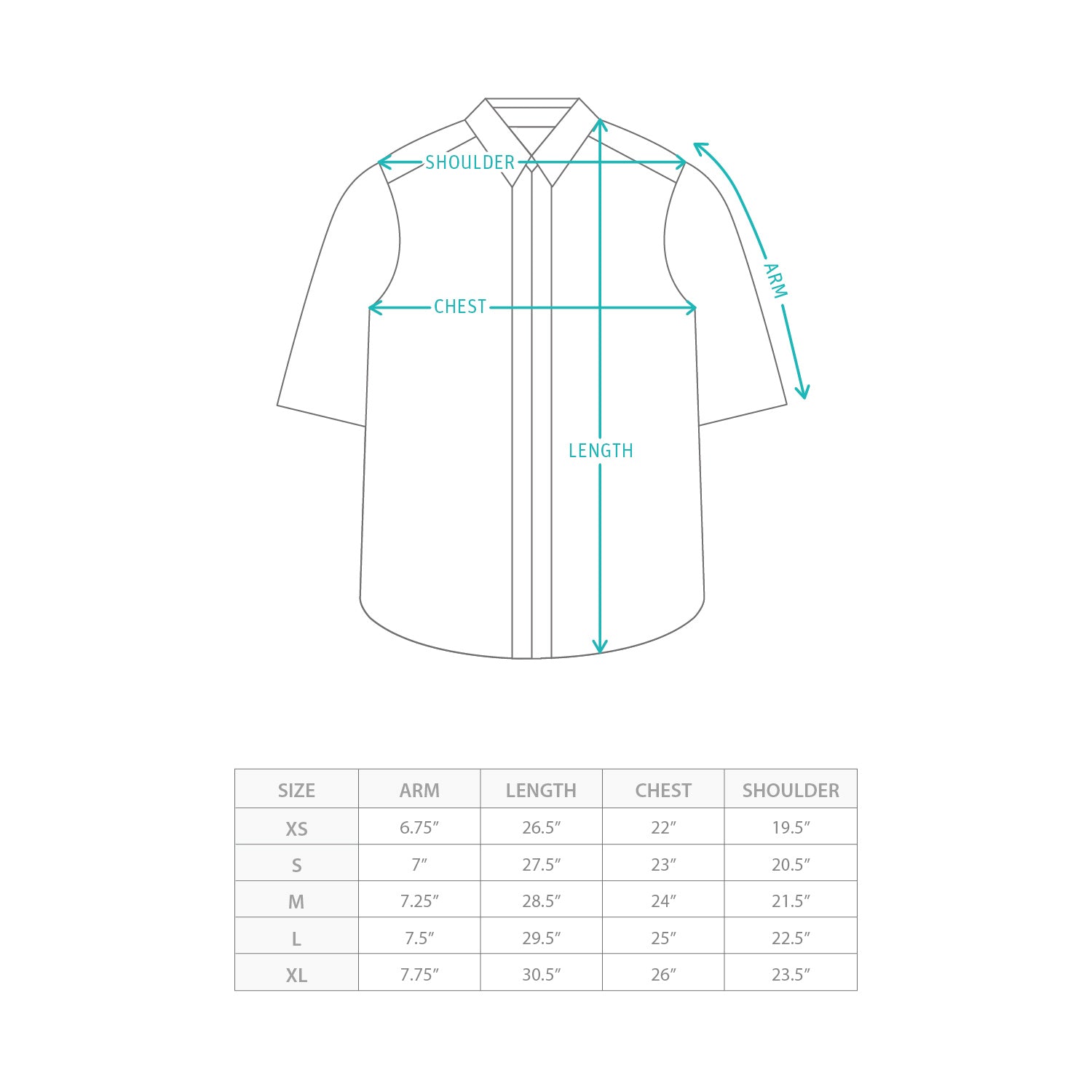 (ST548) Tang Shirt Size Chart