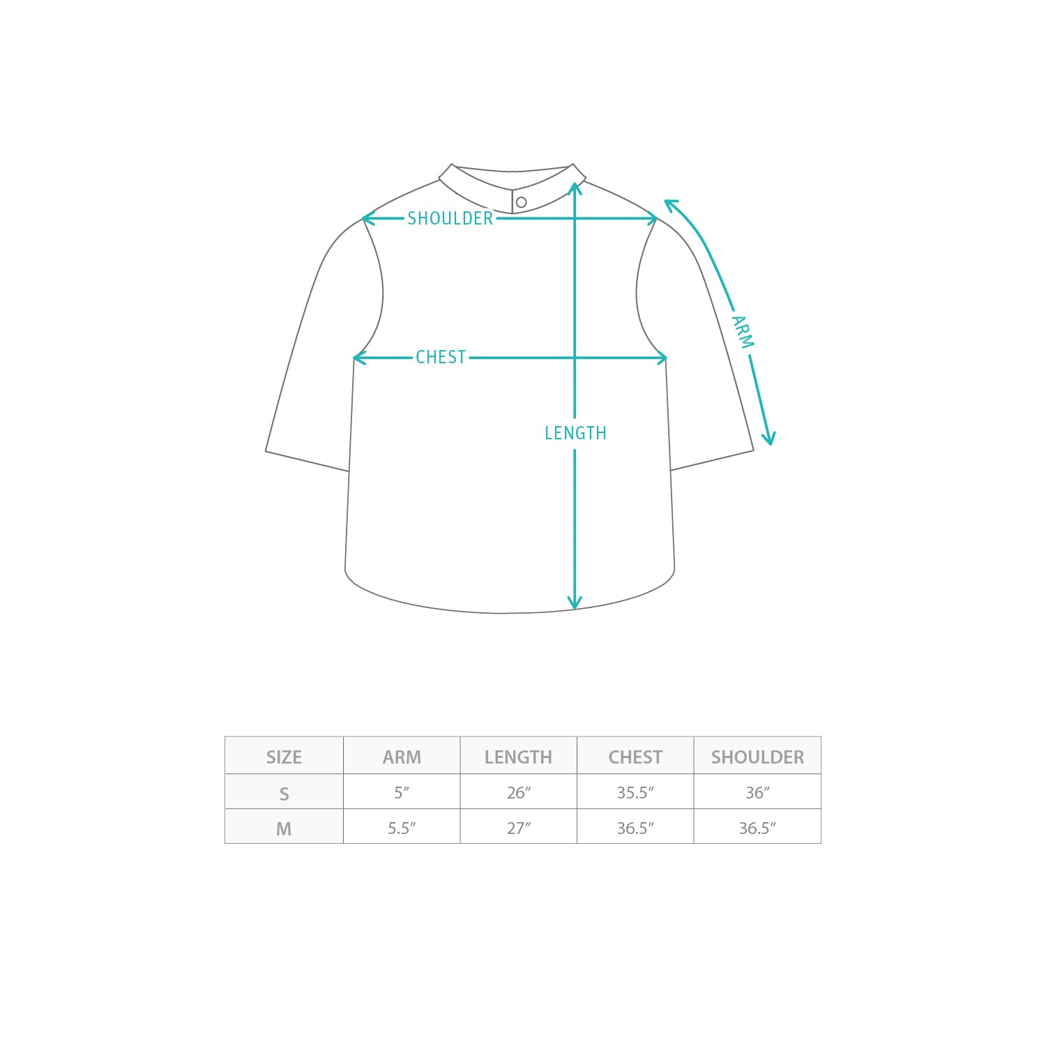 (ST552) Cool Touch Puff Sleeves Blouse Size Chart